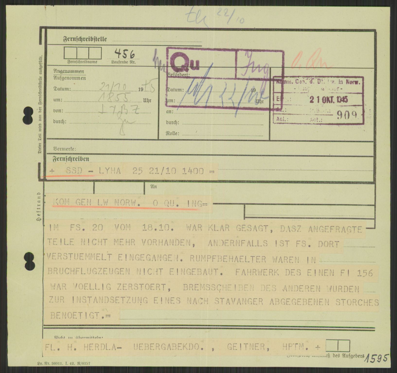 Deutscher Oberbefehlshaber Norwegen (DOBN), AV/RA-RAFA-2197/D/Di/L0066: AOK 20/WBN-DOBN Luftwaffe/Komm G. d.Dt.Lw. in Norwegen, 1945, p. 791