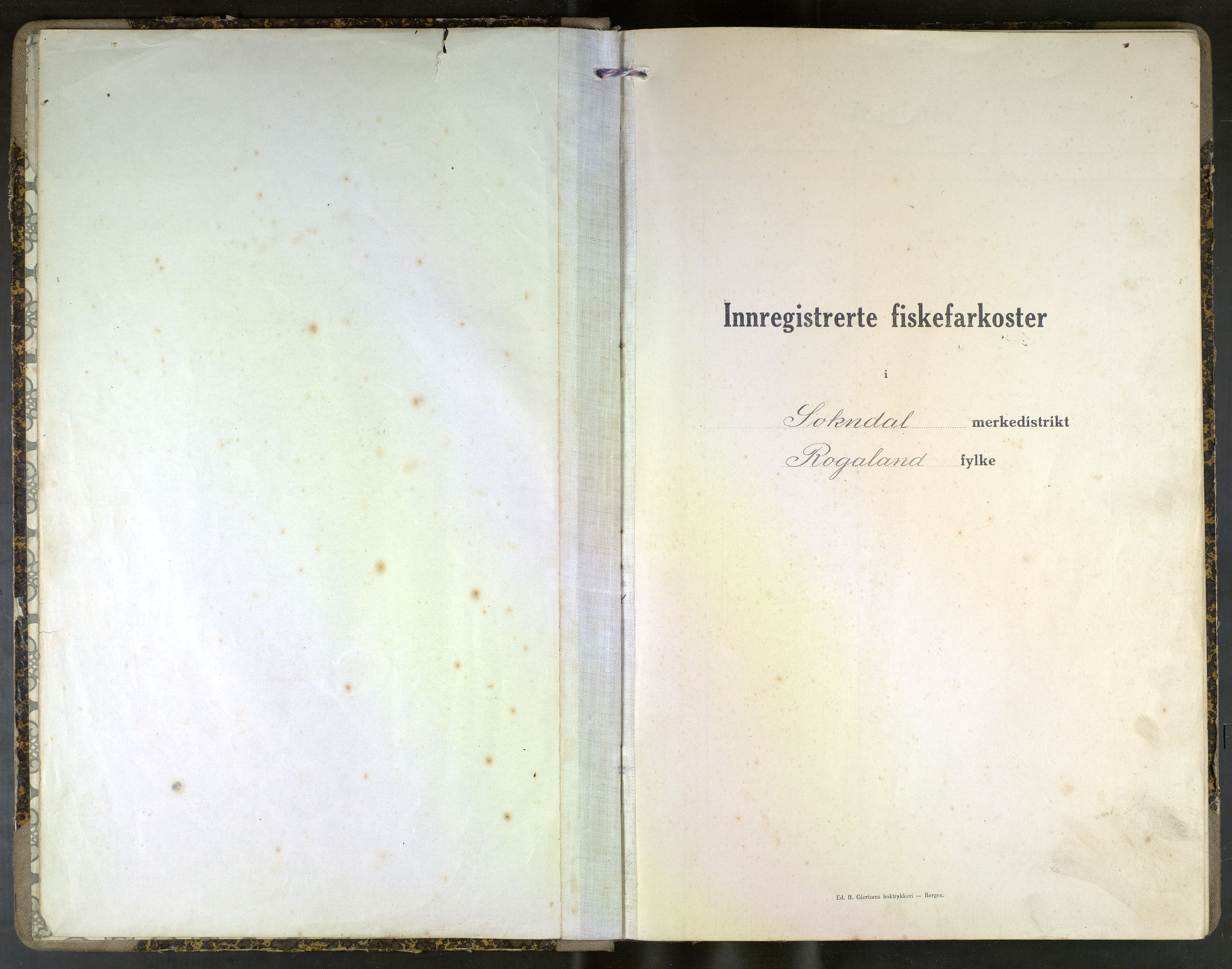 Fiskeridirektoratet - 1 Adm. ledelse - 13 Båtkontoret, AV/SAB-A-2003/I/Ia/Iai/L0102: 135.0938/1 Merkeprotokoll - Sokndal, 1920-1938