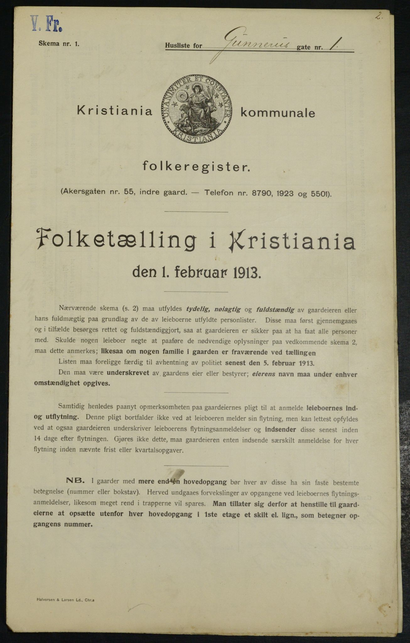 OBA, Municipal Census 1913 for Kristiania, 1913, p. 5038