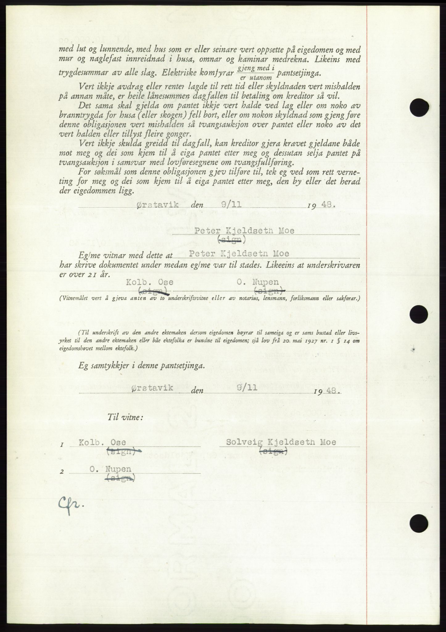 Søre Sunnmøre sorenskriveri, AV/SAT-A-4122/1/2/2C/L0116: Mortgage book no. 4B, 1948-1949, Diary no: : 1712/1948