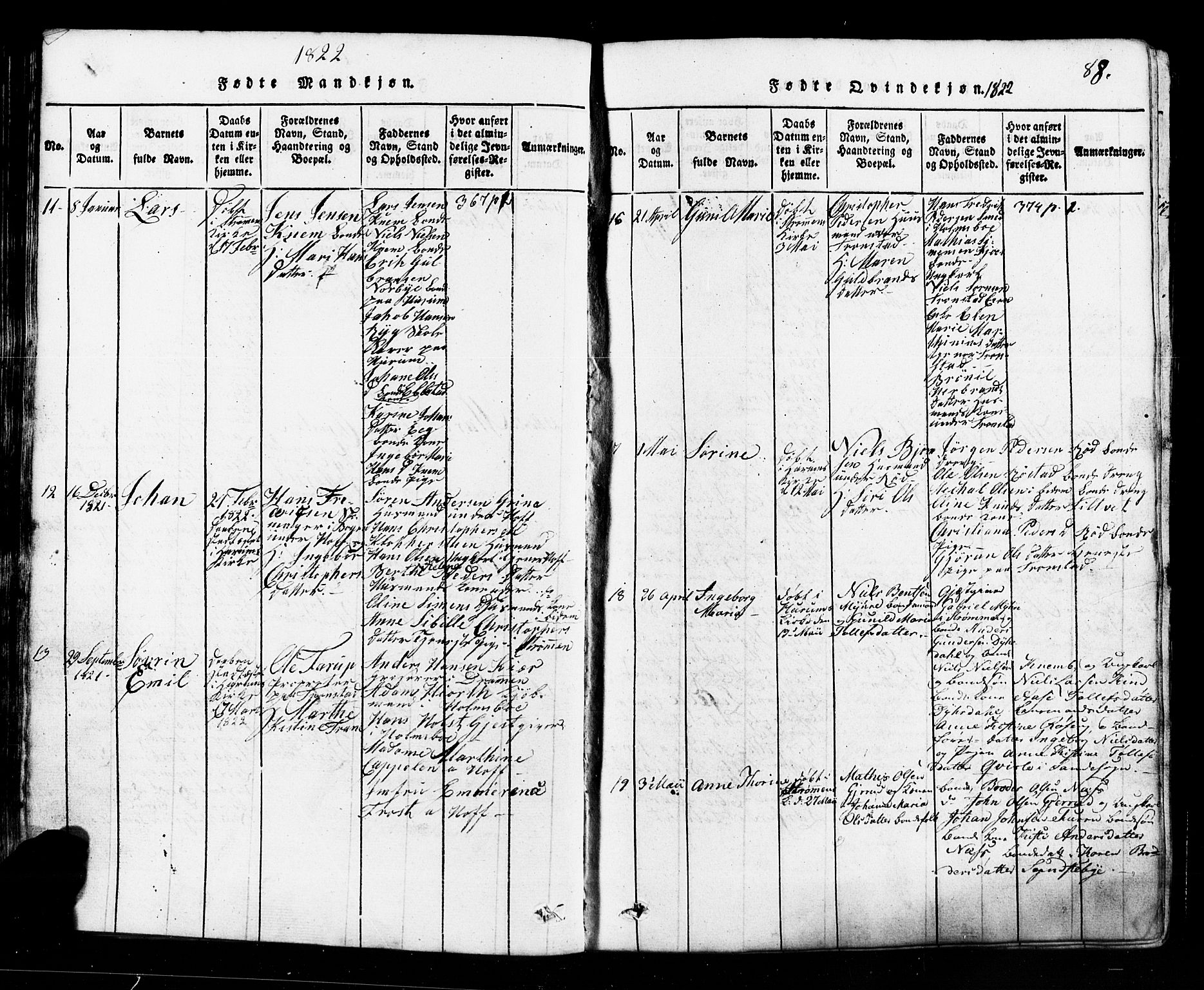 Hurum kirkebøker, AV/SAKO-A-229/G/Ga/L0001: Parish register (copy) no. I 1, 1816-1826, p. 88