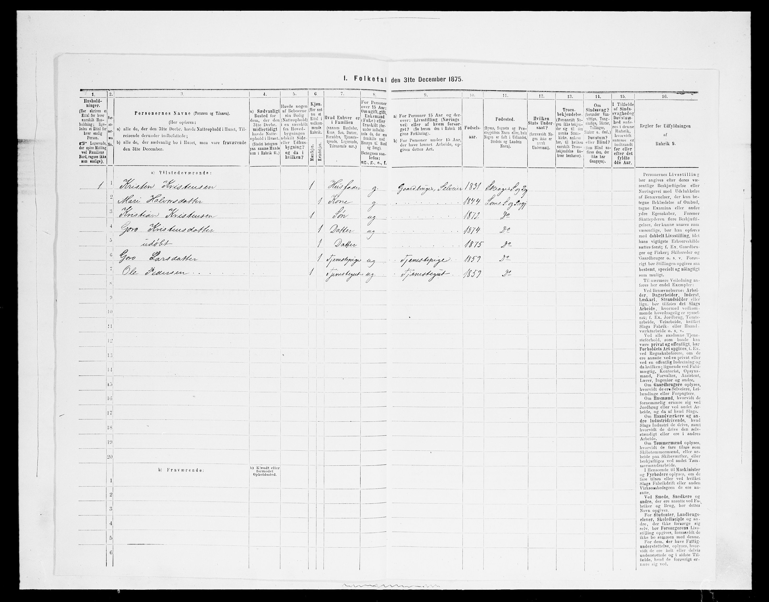 SAH, 1875 census for 0514P Lom, 1875, p. 261