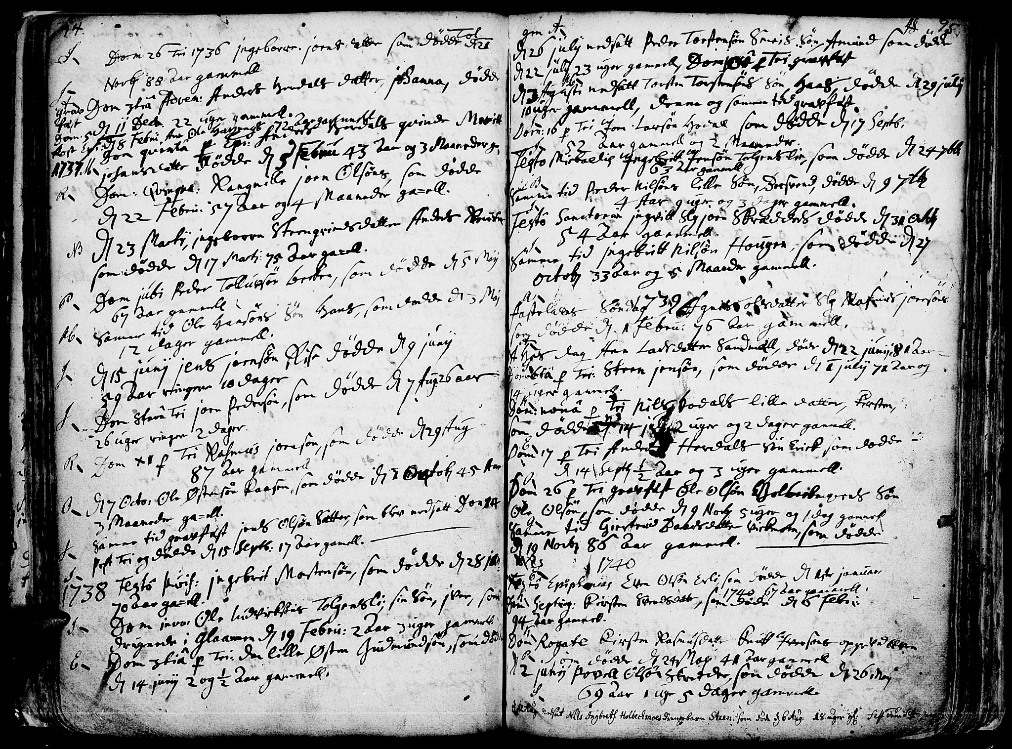 Tolga prestekontor, SAH/PREST-062/K/L0001: Parish register (official) no. 1, 1733-1767, p. 94-95