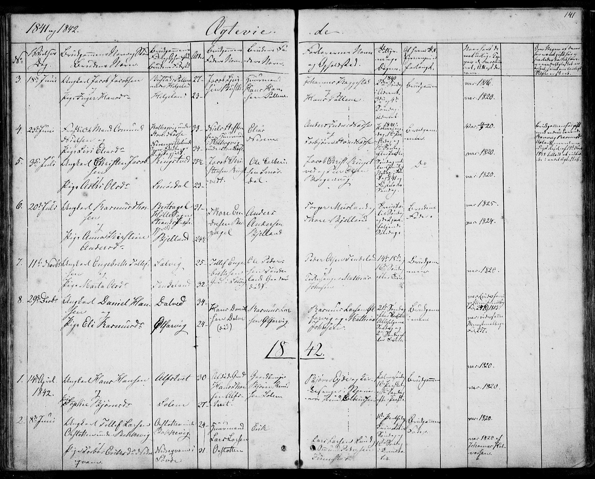 Nedstrand sokneprestkontor, SAST/A-101841/01/IV: Parish register (official) no. A 8, 1839-1860, p. 141