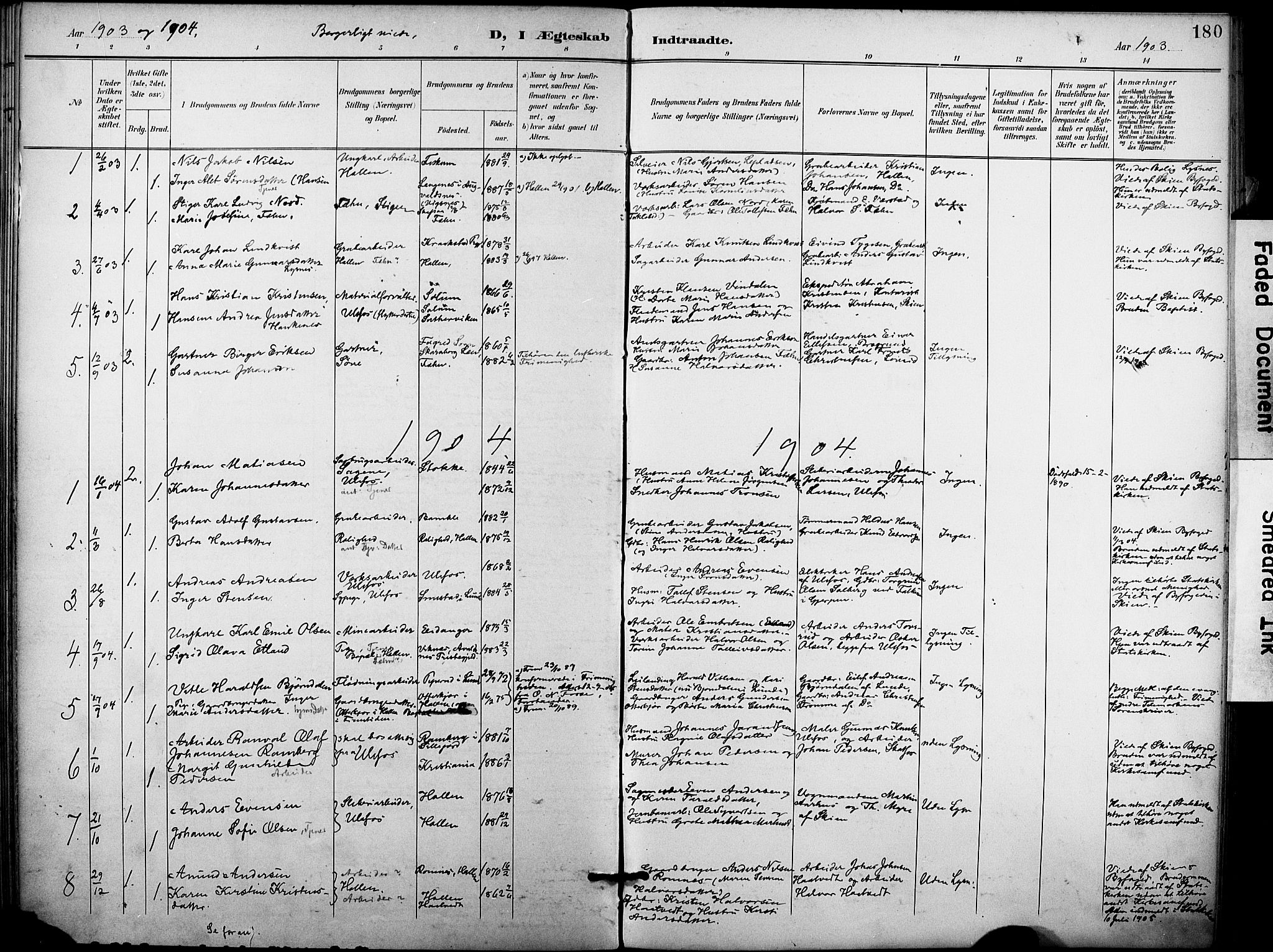 Holla kirkebøker, SAKO/A-272/F/Fa/L0010: Parish register (official) no. 10, 1897-1907, p. 180
