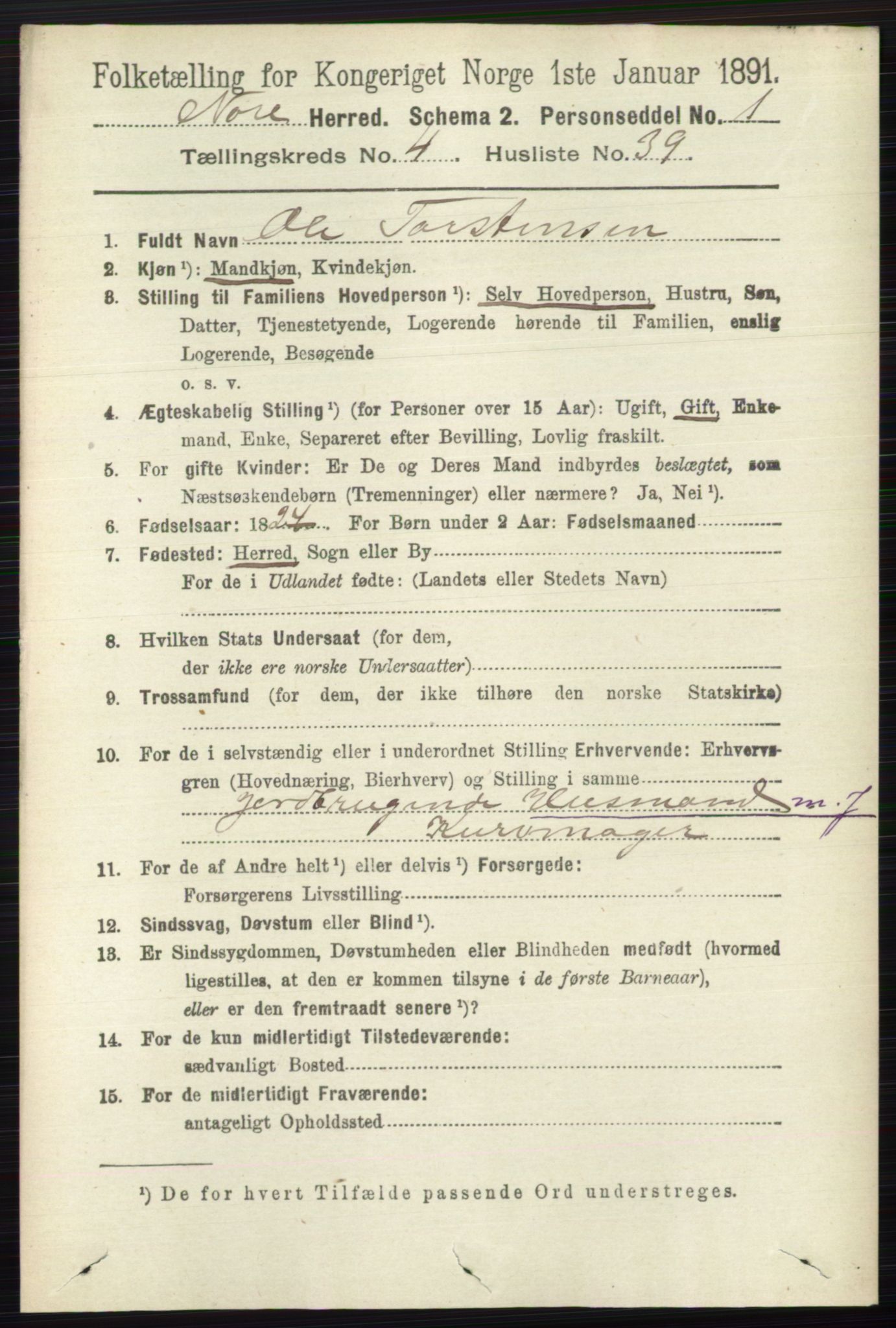 RA, 1891 census for 0633 Nore, 1891, p. 1494