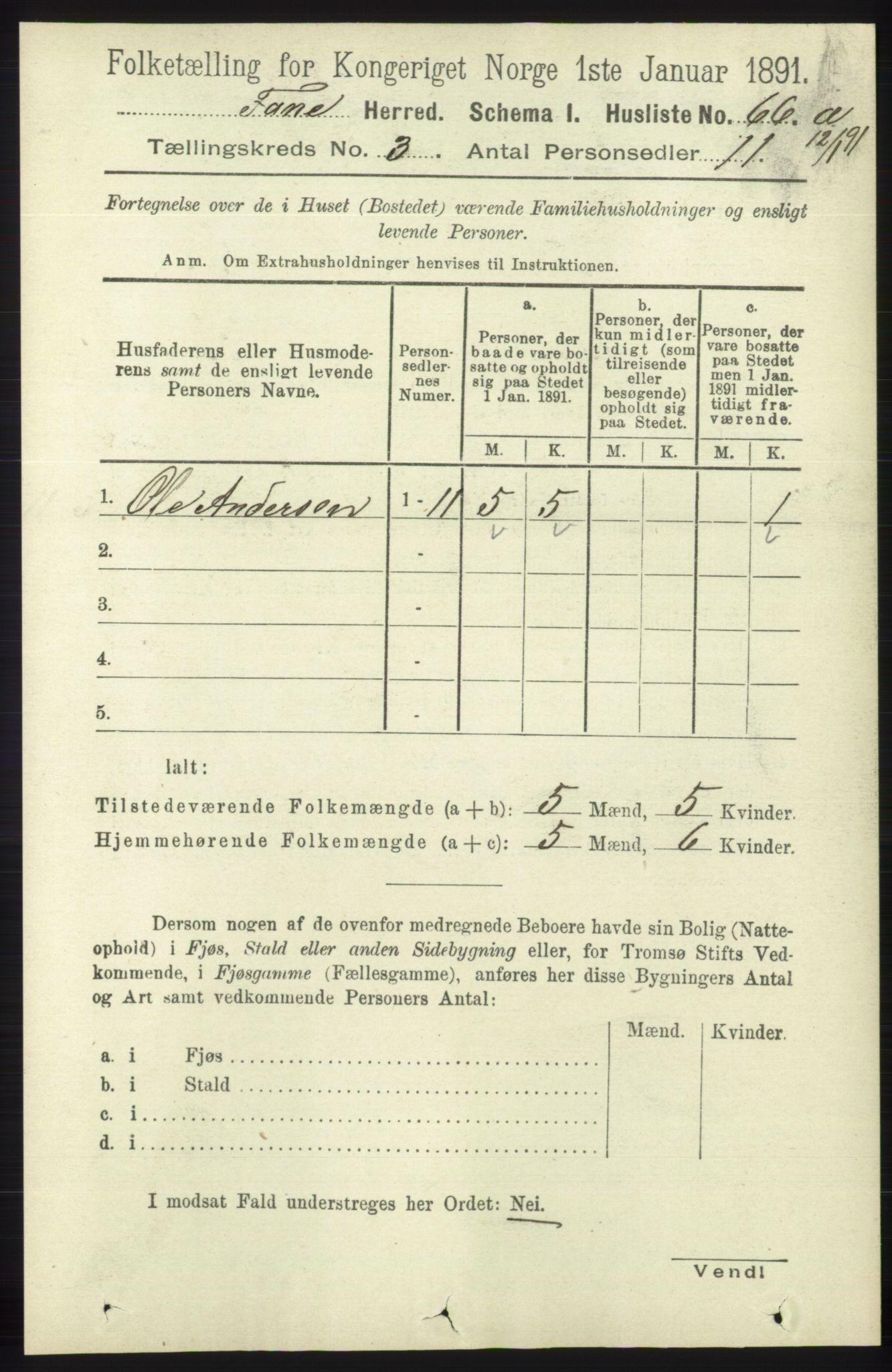 RA, 1891 census for 1249 Fana, 1891, p. 861