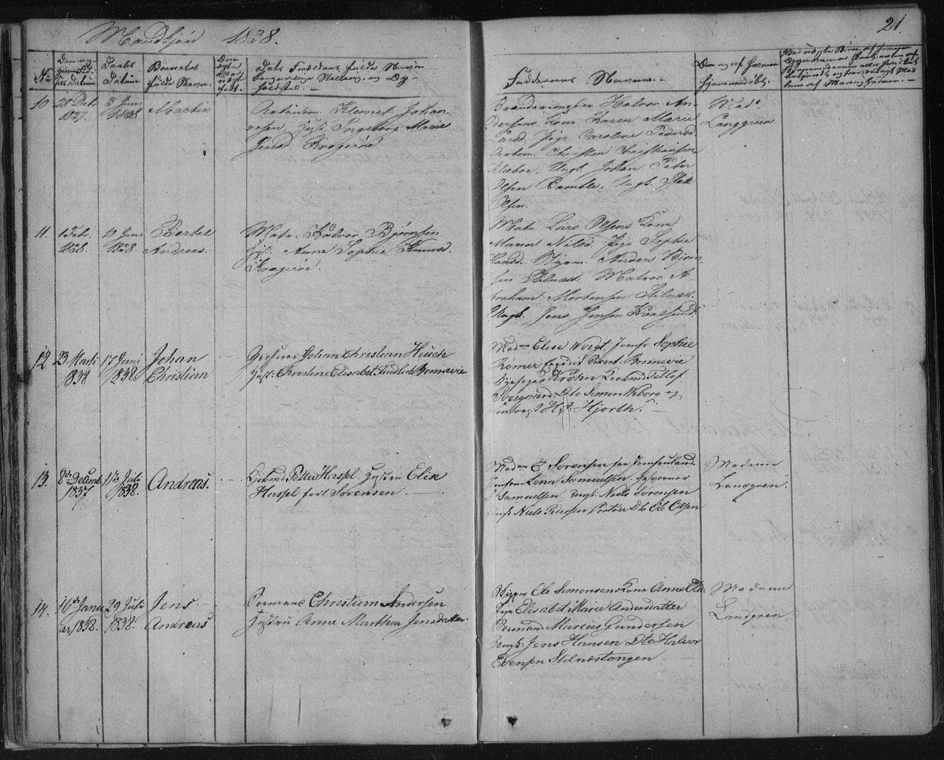 Kragerø kirkebøker, SAKO/A-278/F/Fa/L0005: Parish register (official) no. 5, 1832-1847, p. 21
