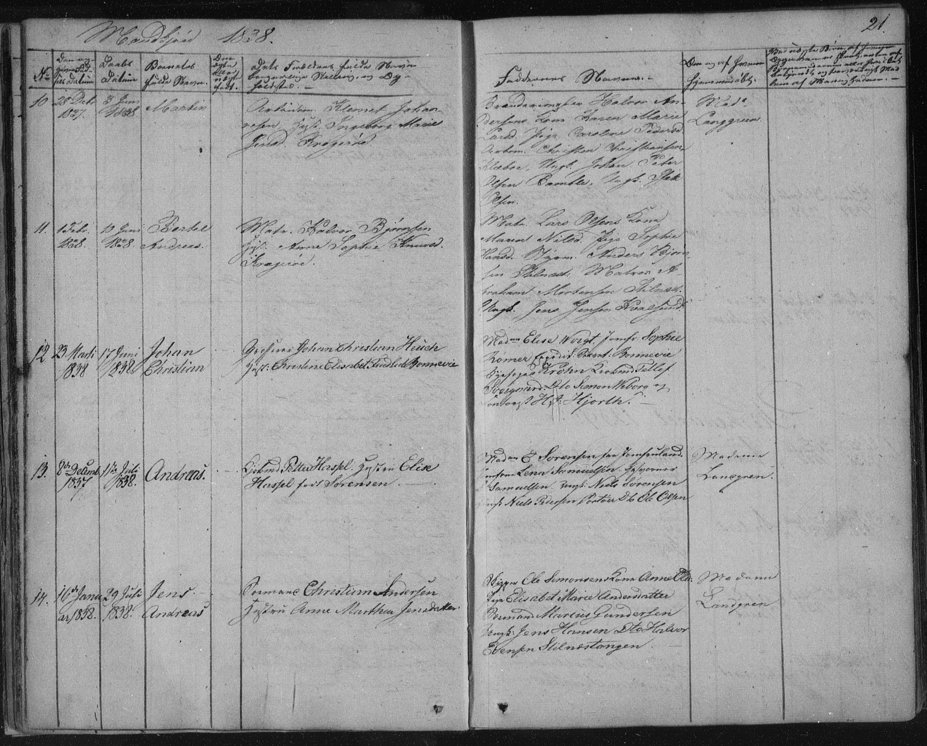 Kragerø kirkebøker, AV/SAKO-A-278/F/Fa/L0005: Parish register (official) no. 5, 1832-1847, p. 21