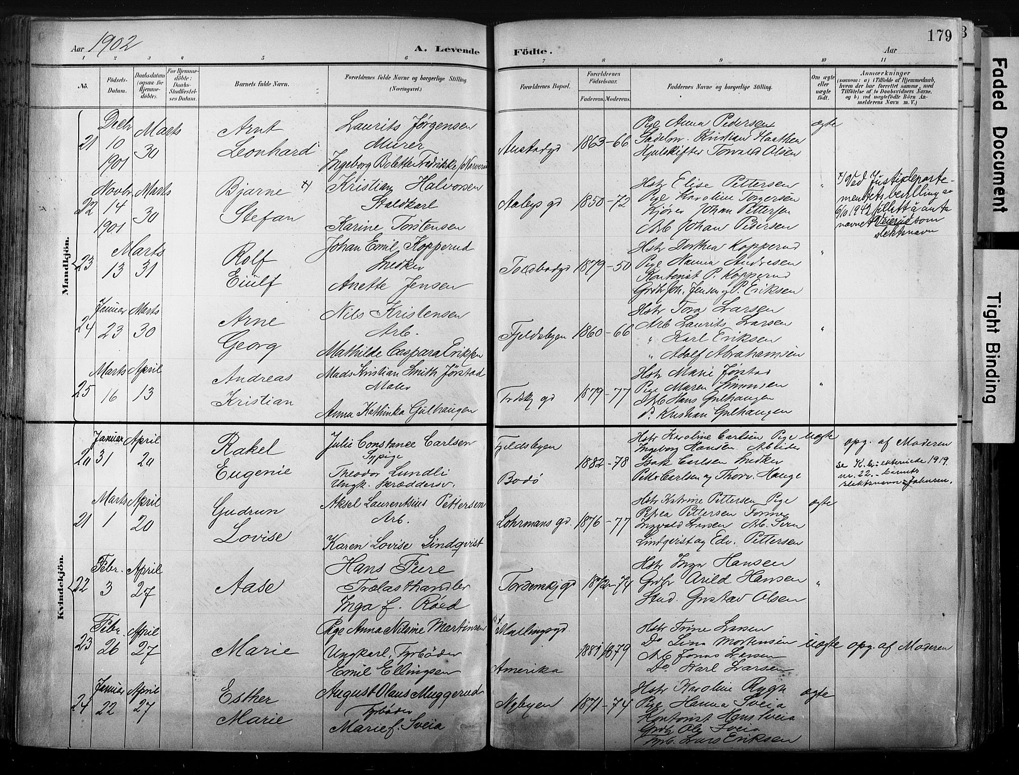 Strømsø kirkebøker, AV/SAKO-A-246/G/Ga/L0003: Parish register (copy) no. 3, 1894-1904, p. 179