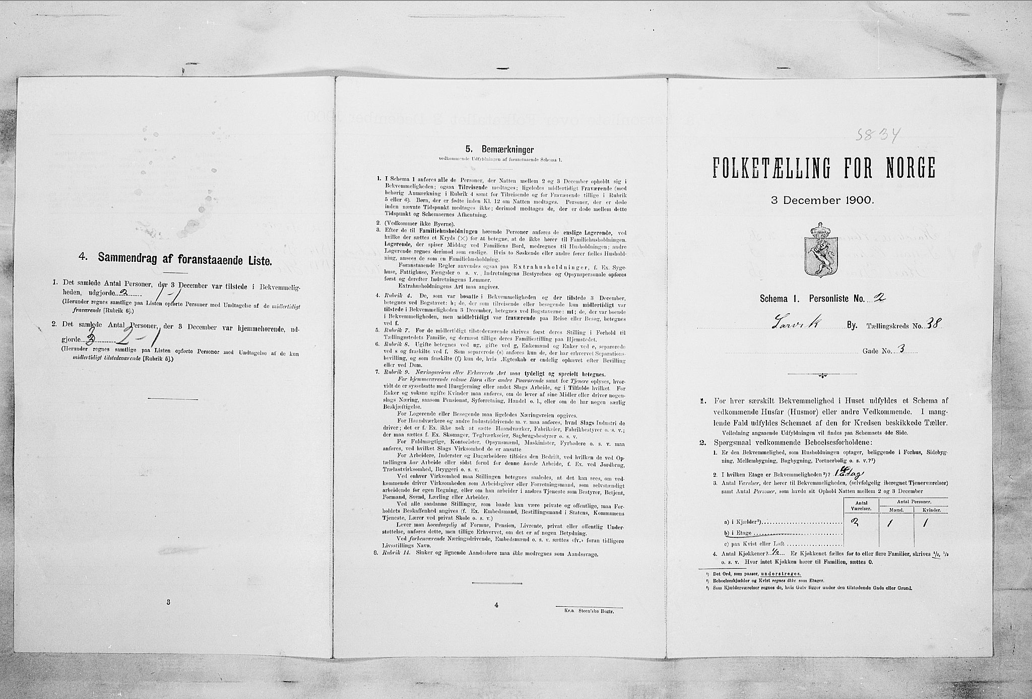 RA, 1900 census for Larvik, 1900, p. 5158