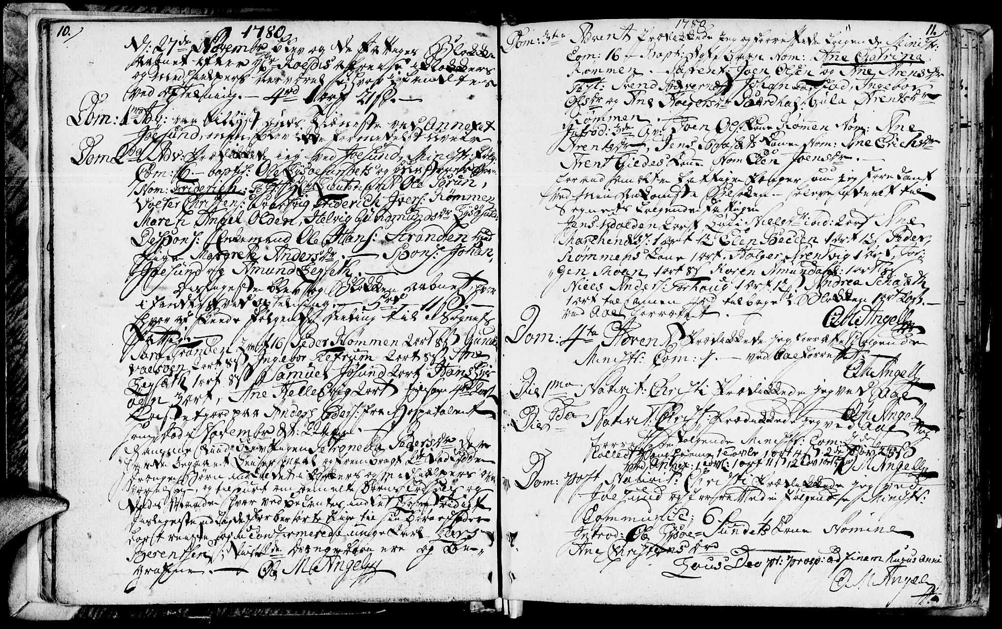 Ministerialprotokoller, klokkerbøker og fødselsregistre - Sør-Trøndelag, SAT/A-1456/655/L0673: Parish register (official) no. 655A02, 1780-1801, p. 10-11