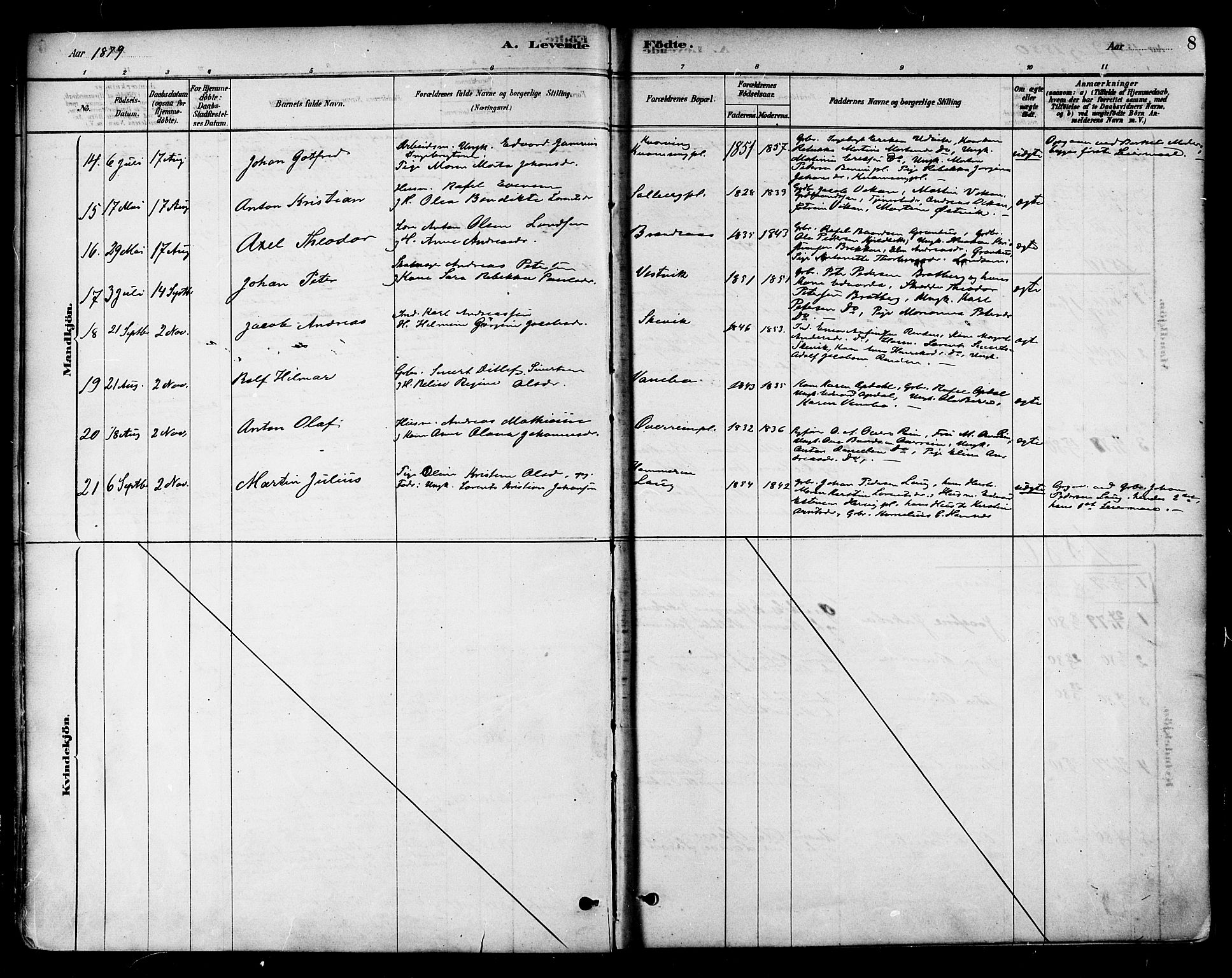 Ministerialprotokoller, klokkerbøker og fødselsregistre - Nord-Trøndelag, SAT/A-1458/741/L0395: Parish register (official) no. 741A09, 1878-1888, p. 8