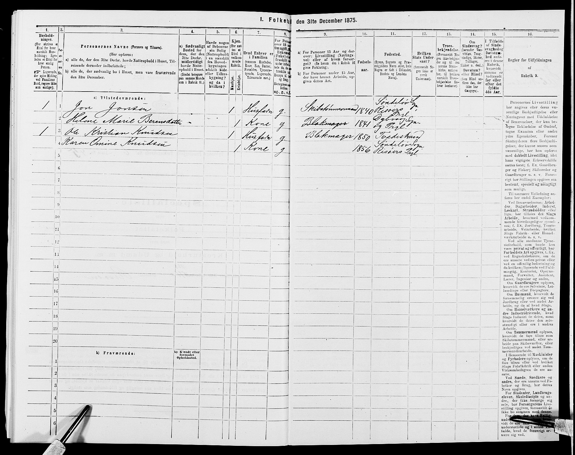 SAK, 1875 census for 0915P Dypvåg, 1875, p. 812