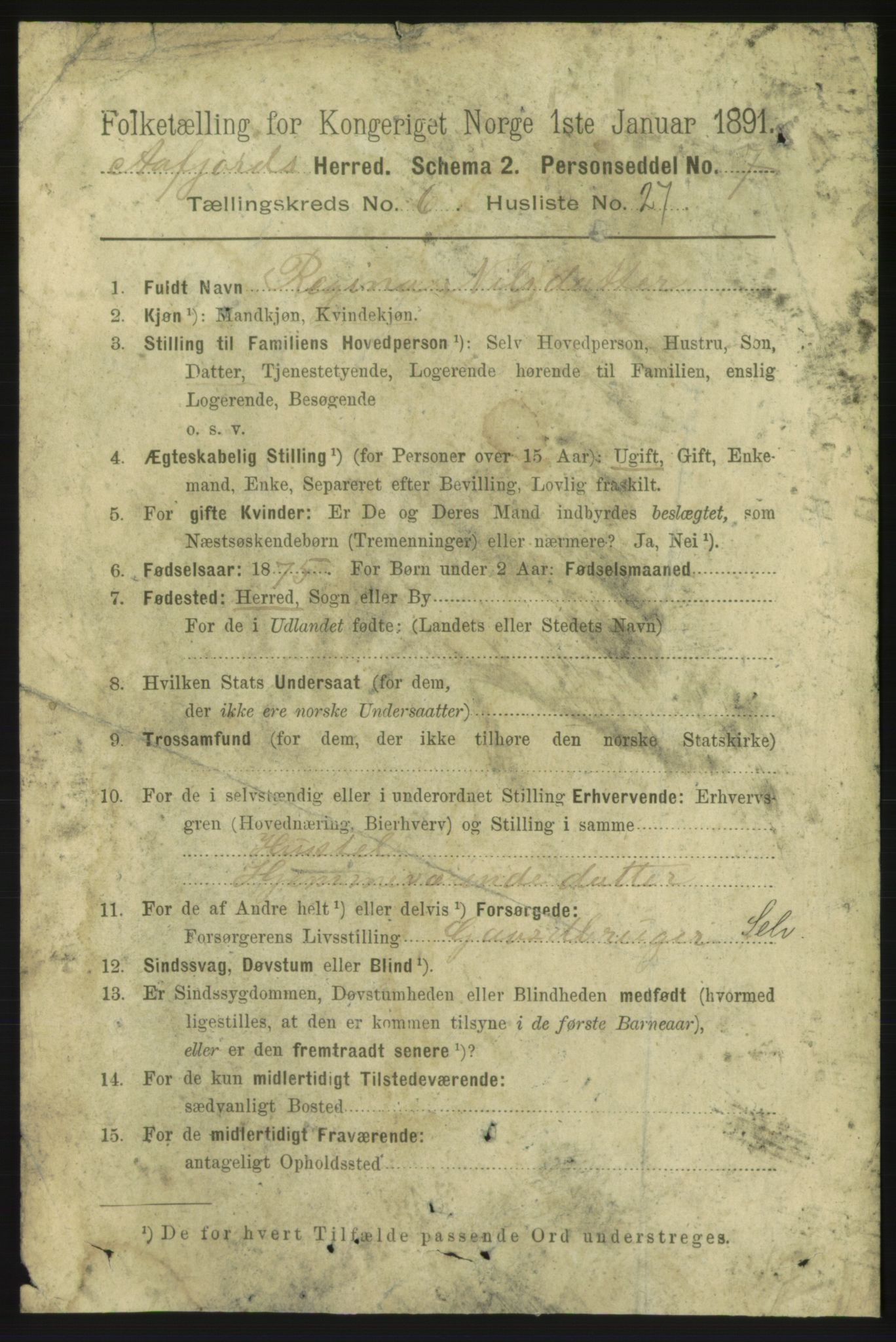 RA, 1891 census for 1630 Åfjord, 1891, p. 1643