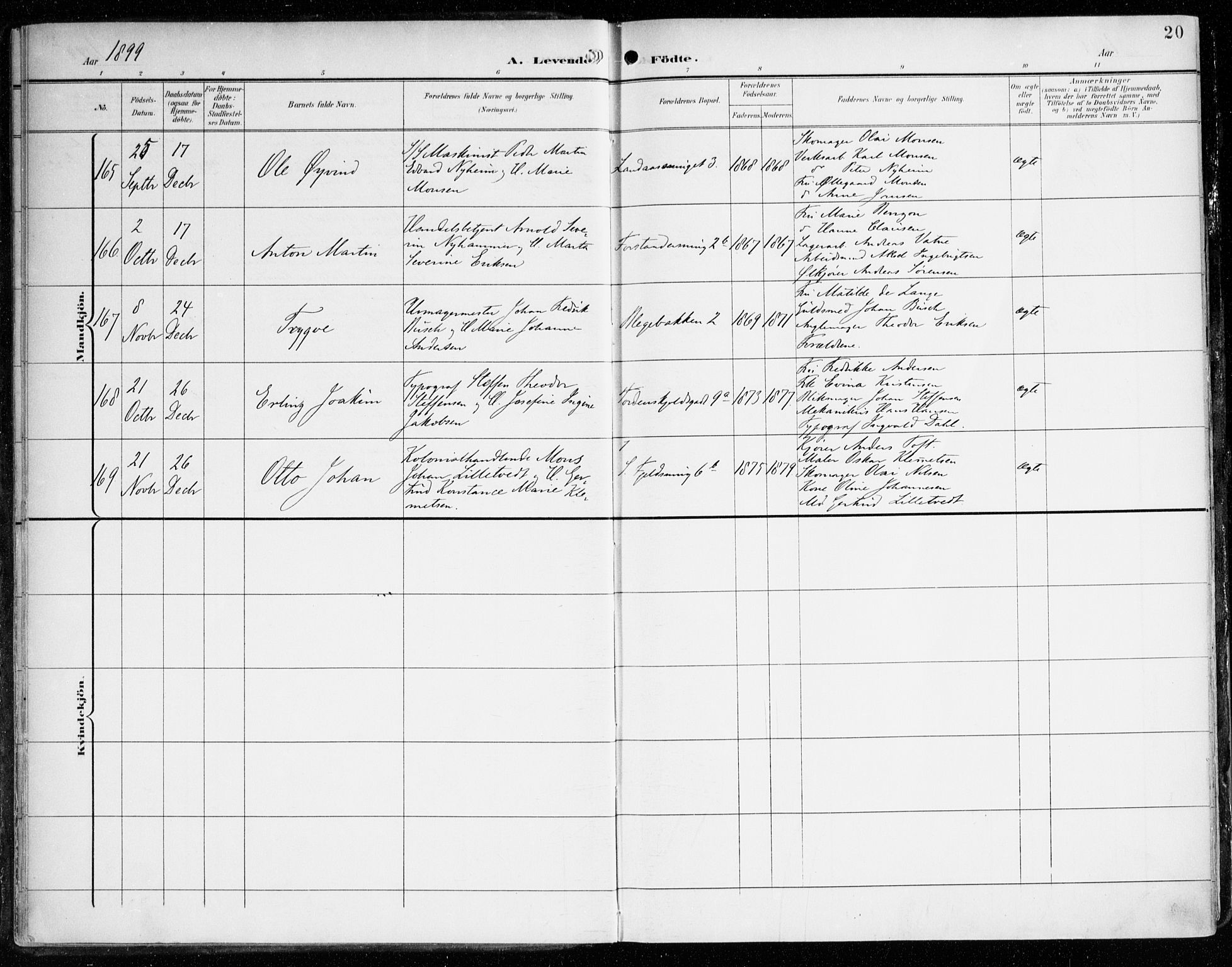 Korskirken sokneprestembete, AV/SAB-A-76101/H/Haa/L0023: Parish register (official) no. B 9, 1899-1908, p. 20