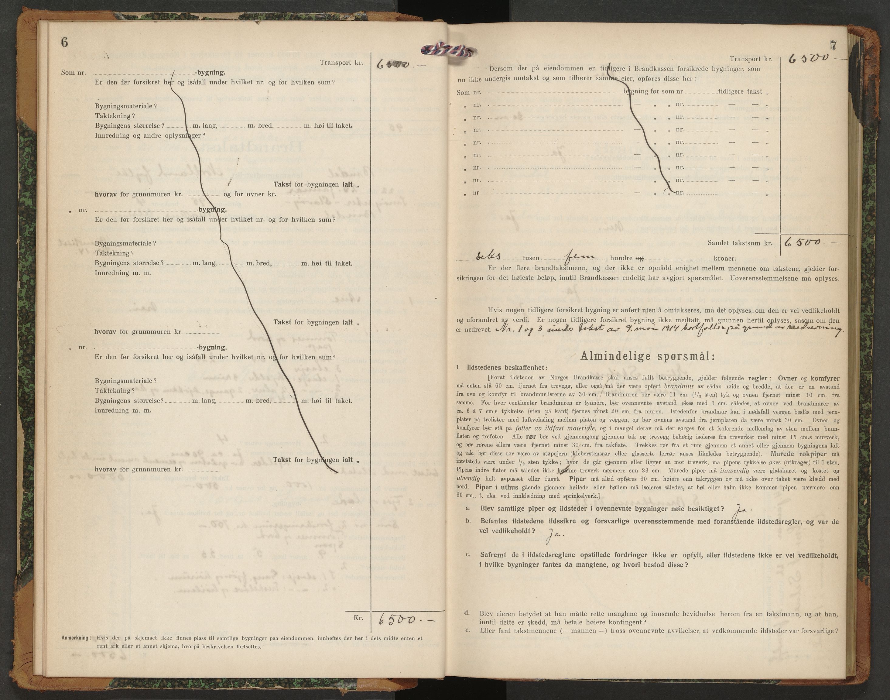 Norges Brannkasse Bindal, AV/SAT-A-5559/Fb/L0004: Branntakstprotokoll, 1922-1928