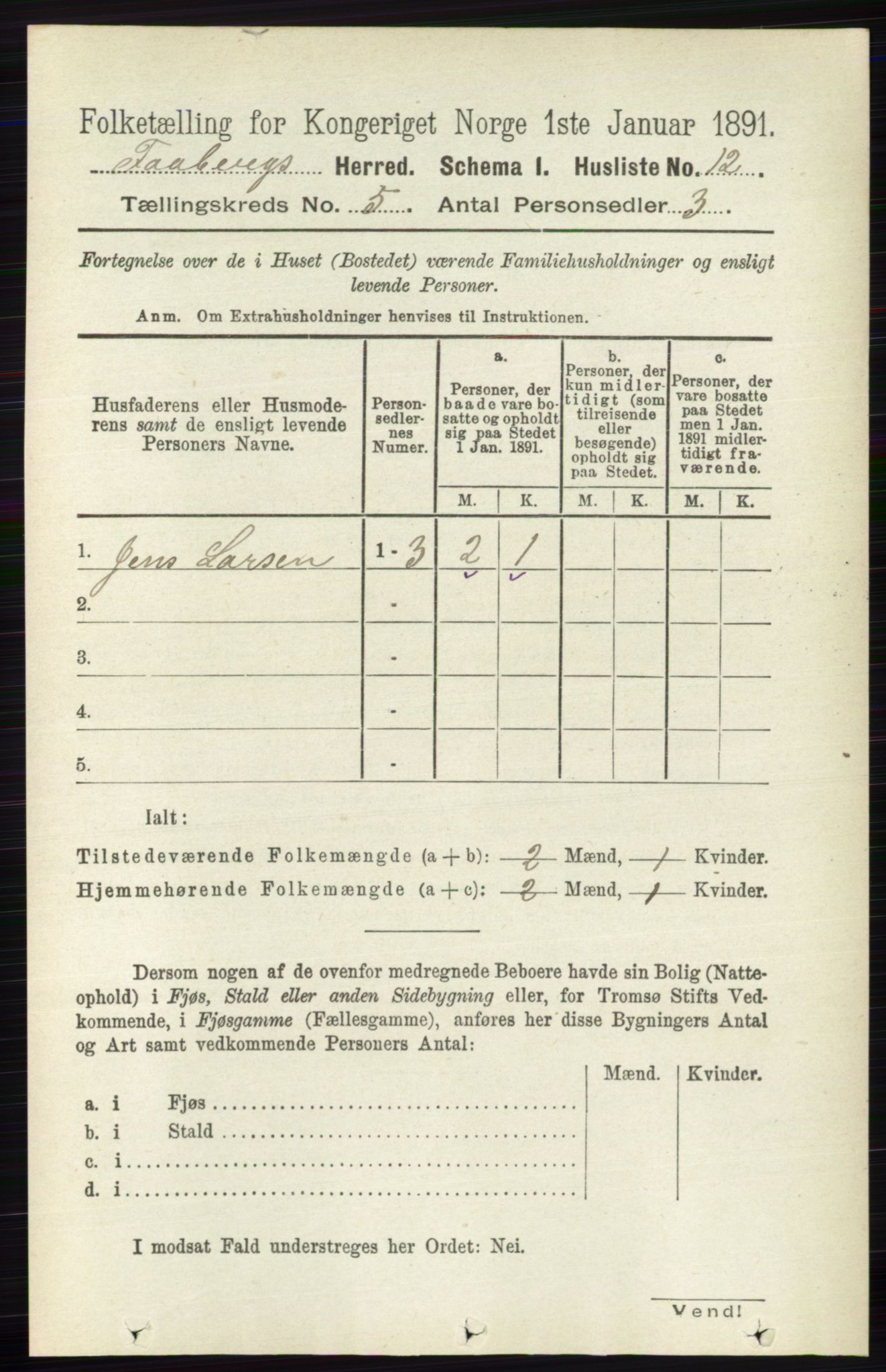 RA, 1891 census for 0524 Fåberg, 1891, p. 1562