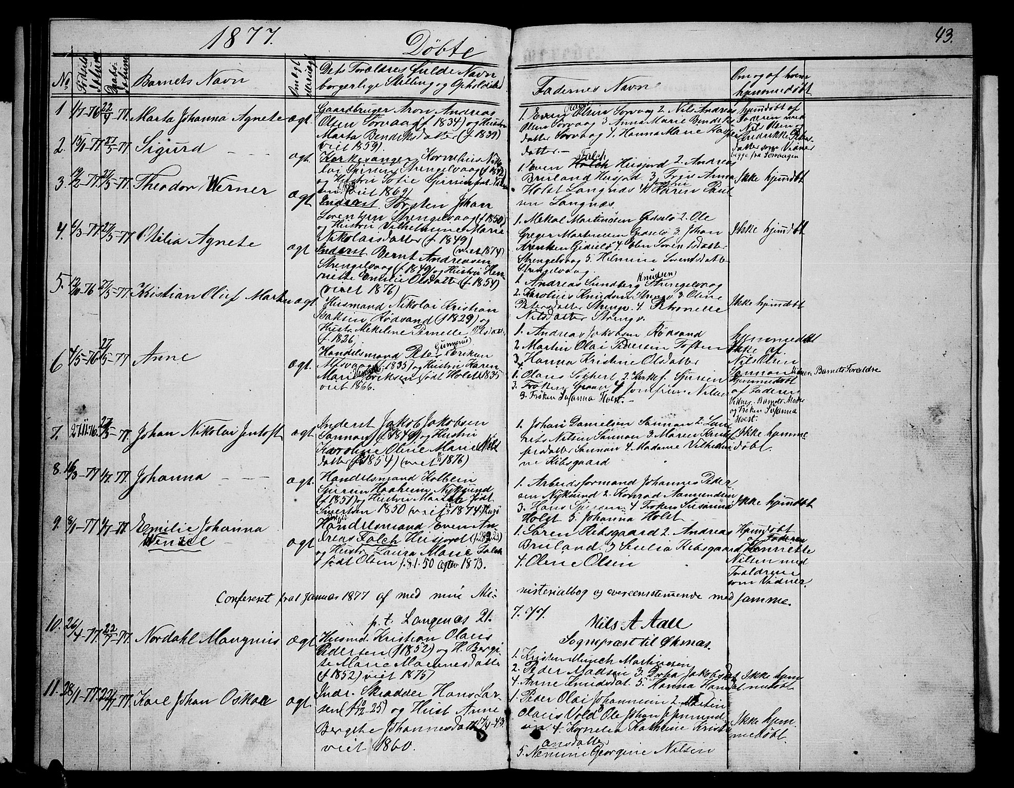 Ministerialprotokoller, klokkerbøker og fødselsregistre - Nordland, AV/SAT-A-1459/894/L1358: Parish register (copy) no. 894C01, 1864-1877, p. 43