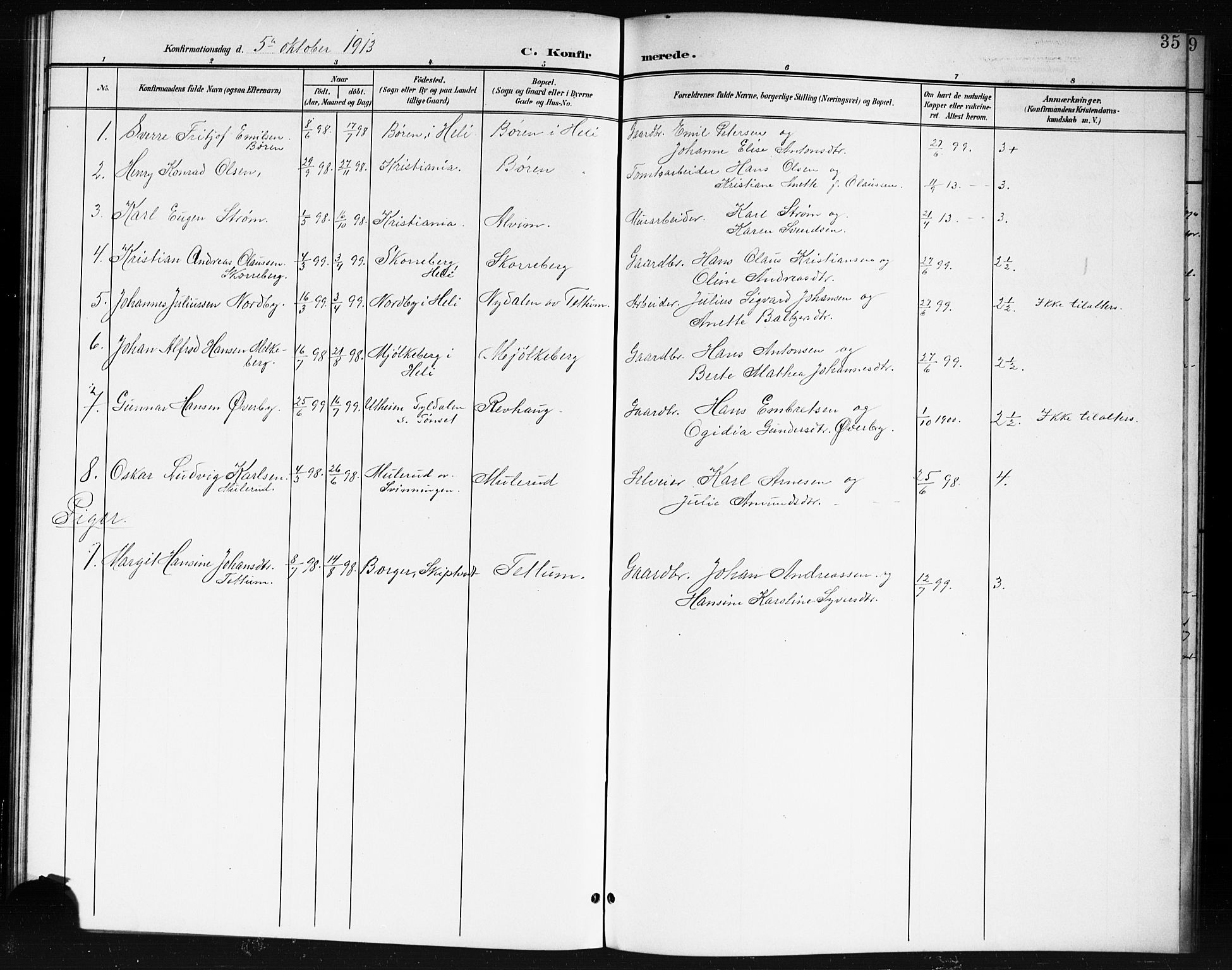 Spydeberg prestekontor Kirkebøker, AV/SAO-A-10924/G/Gc/L0001: Parish register (copy) no. III 1, 1901-1917, p. 35