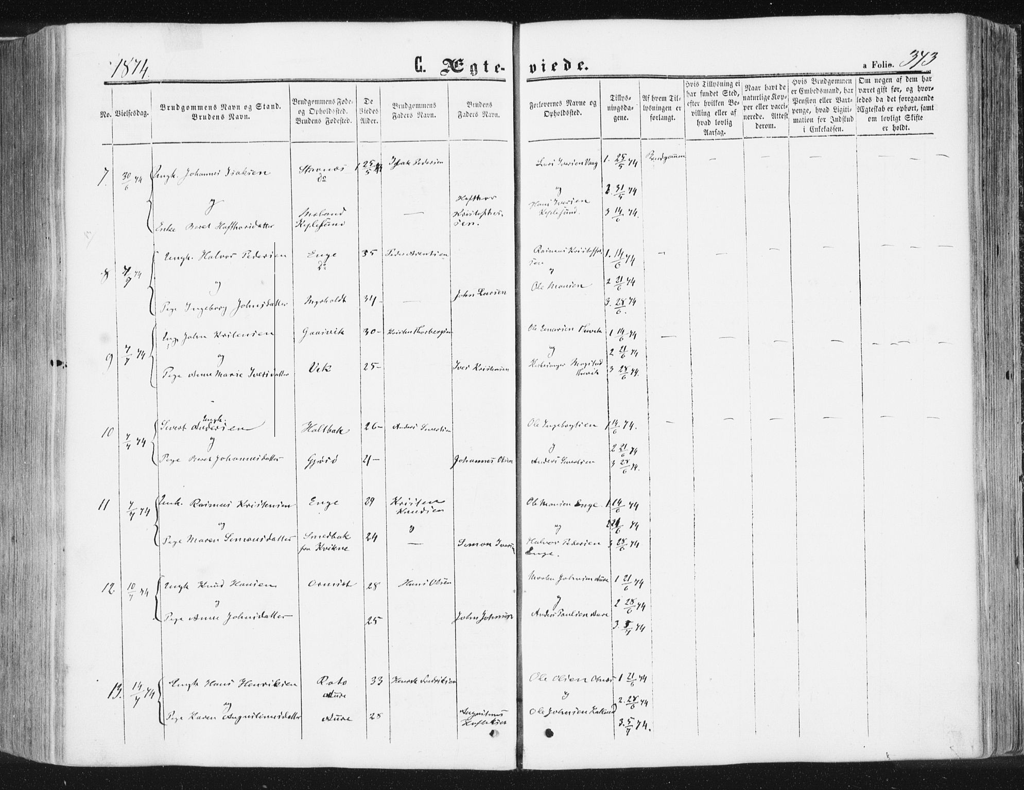 Ministerialprotokoller, klokkerbøker og fødselsregistre - Møre og Romsdal, AV/SAT-A-1454/578/L0905: Parish register (official) no. 578A04, 1859-1877, p. 343