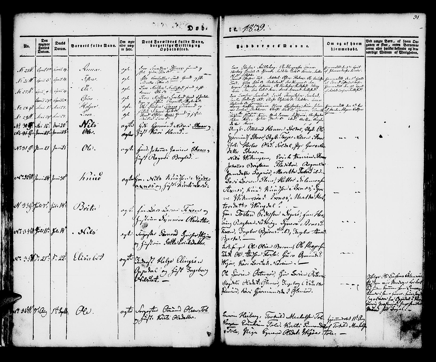 Kvam sokneprestembete, SAB/A-76201/H/Haa: Parish register (official) no. A 7, 1832-1843, p. 31