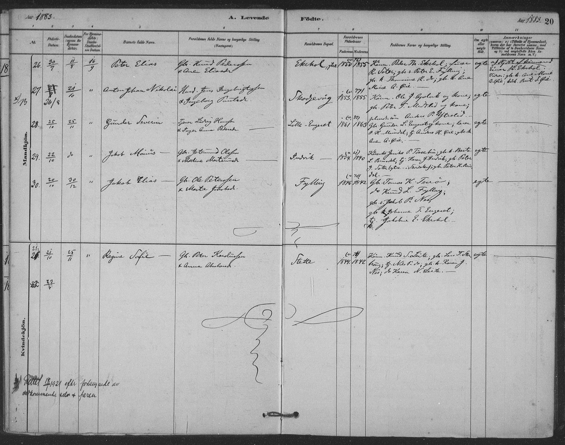 Ministerialprotokoller, klokkerbøker og fødselsregistre - Møre og Romsdal, AV/SAT-A-1454/524/L0356: Parish register (official) no. 524A08, 1880-1899, p. 20