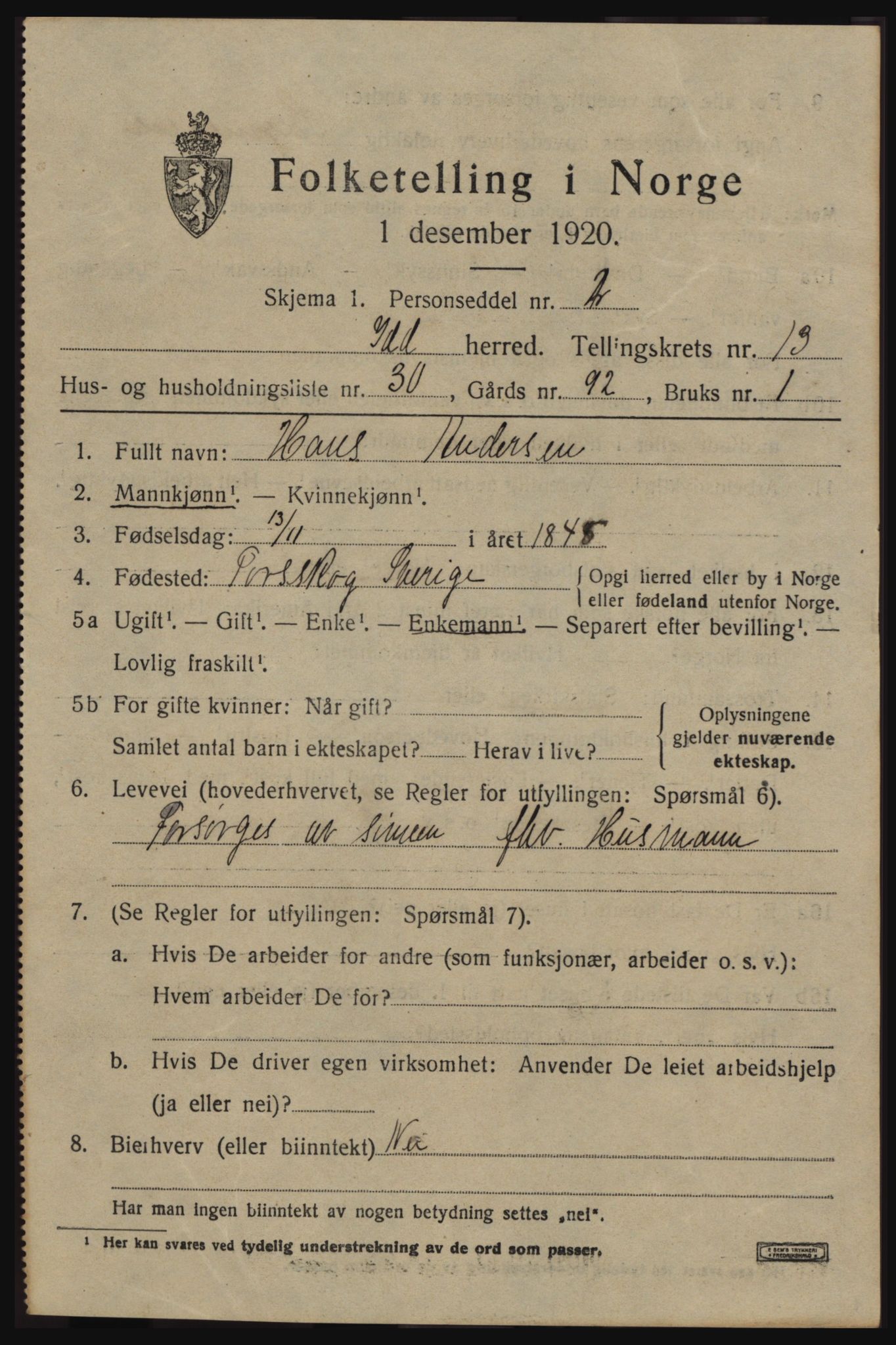 SAO, 1920 census for Idd, 1920, p. 12923