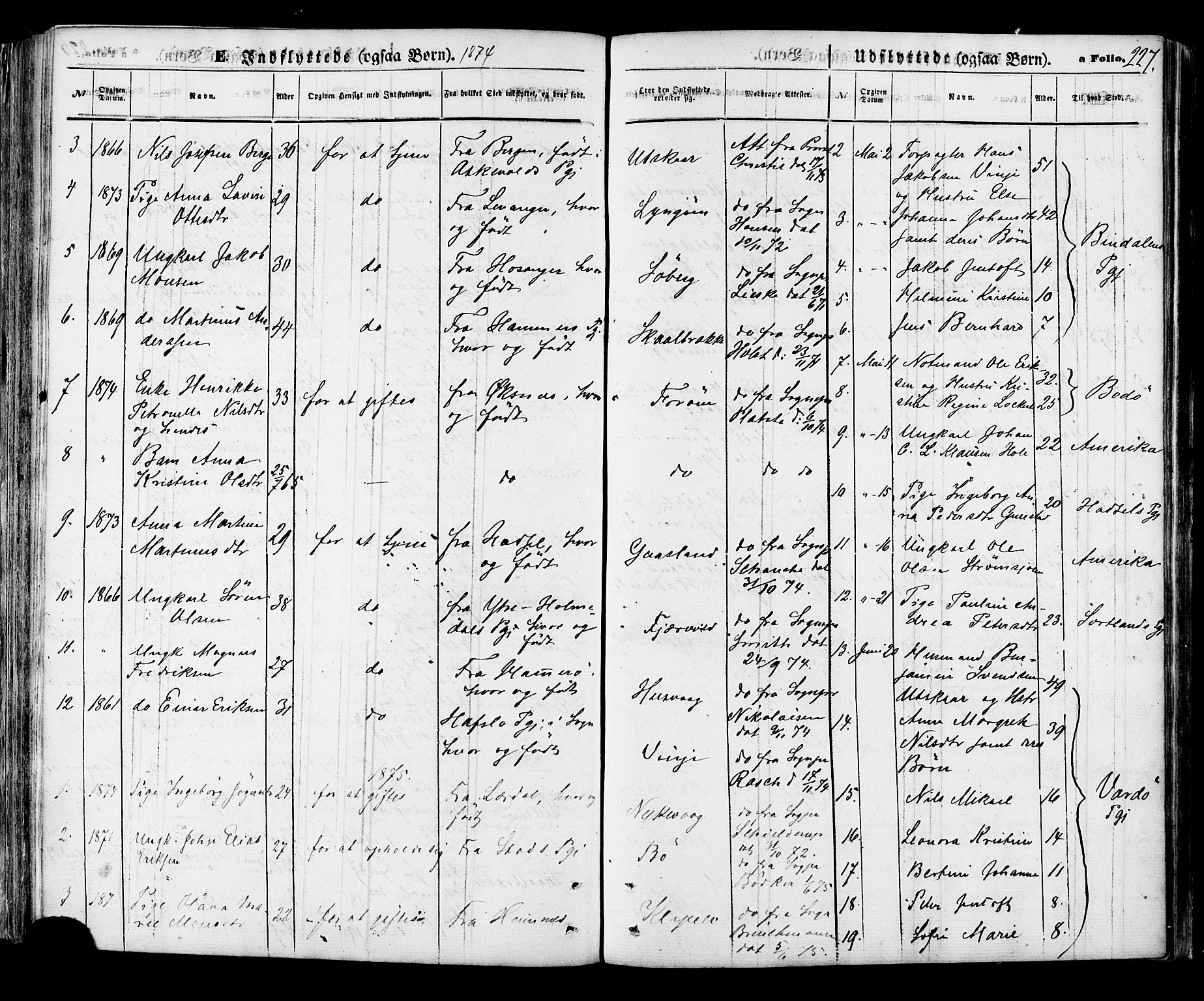 Ministerialprotokoller, klokkerbøker og fødselsregistre - Nordland, AV/SAT-A-1459/891/L1301: Parish register (official) no. 891A06, 1870-1878, p. 227