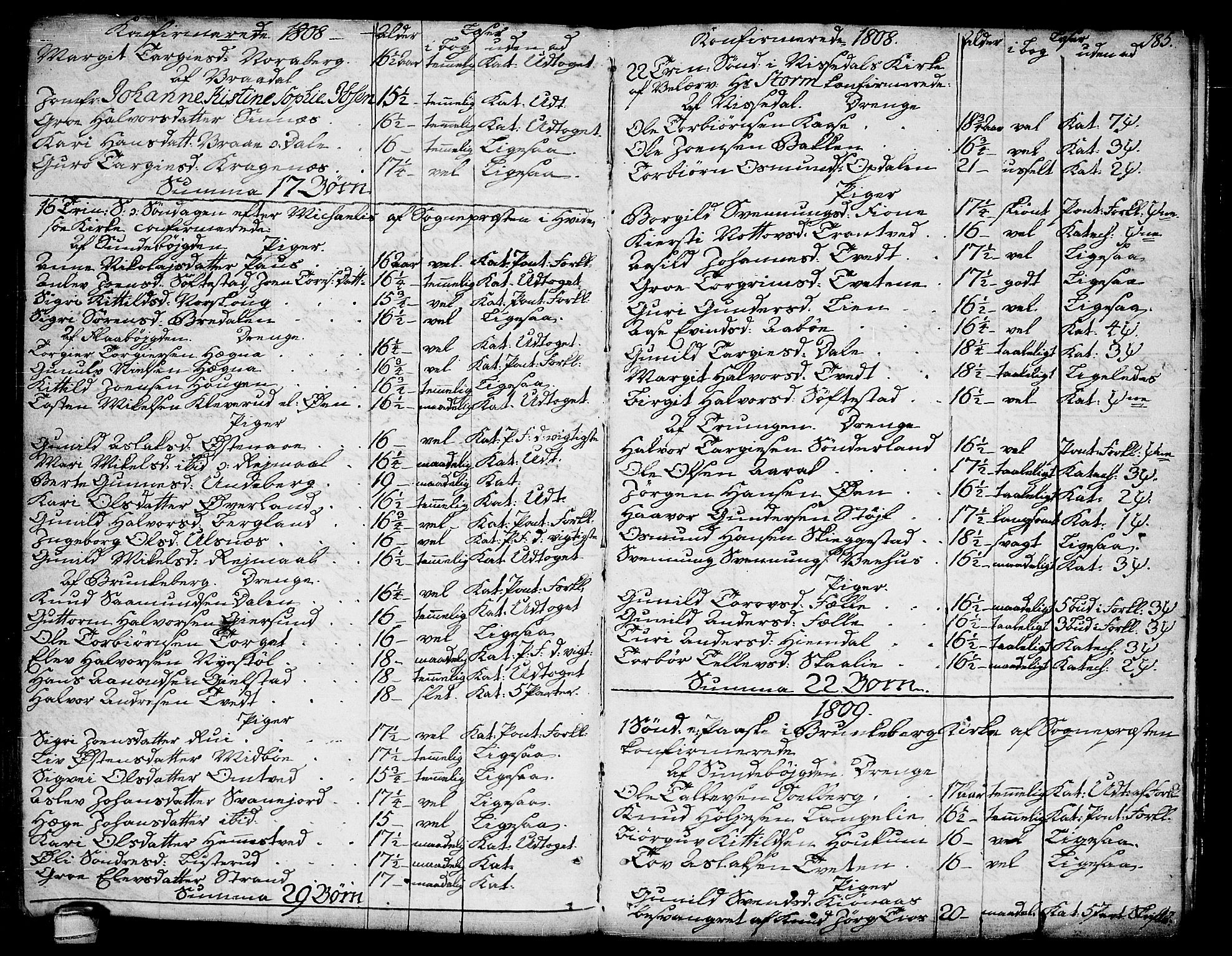 Kviteseid kirkebøker, SAKO/A-276/F/Fa/L0004: Parish register (official) no. I 4, 1800-1814, p. 185