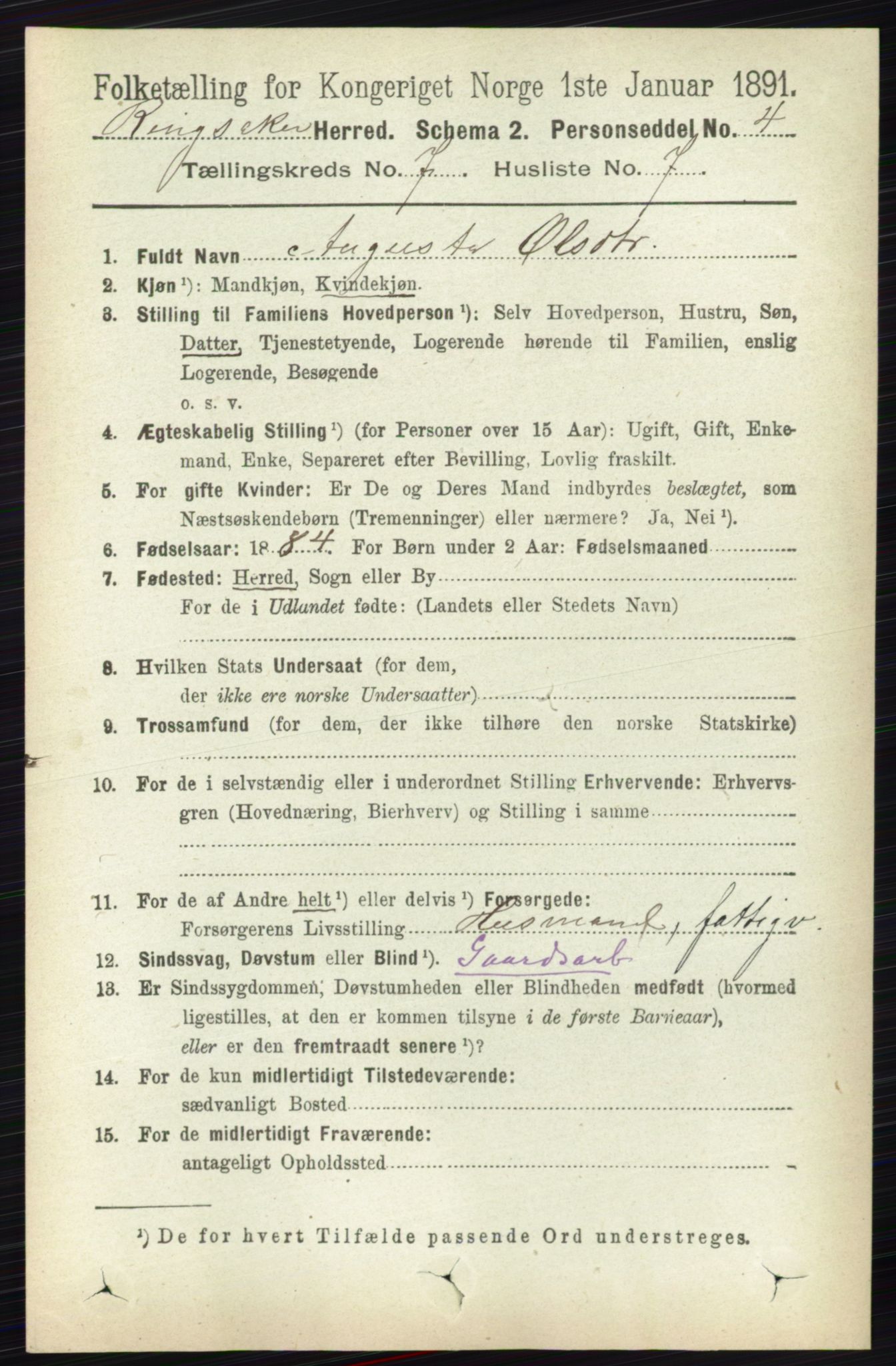 RA, 1891 census for 0412 Ringsaker, 1891, p. 3921