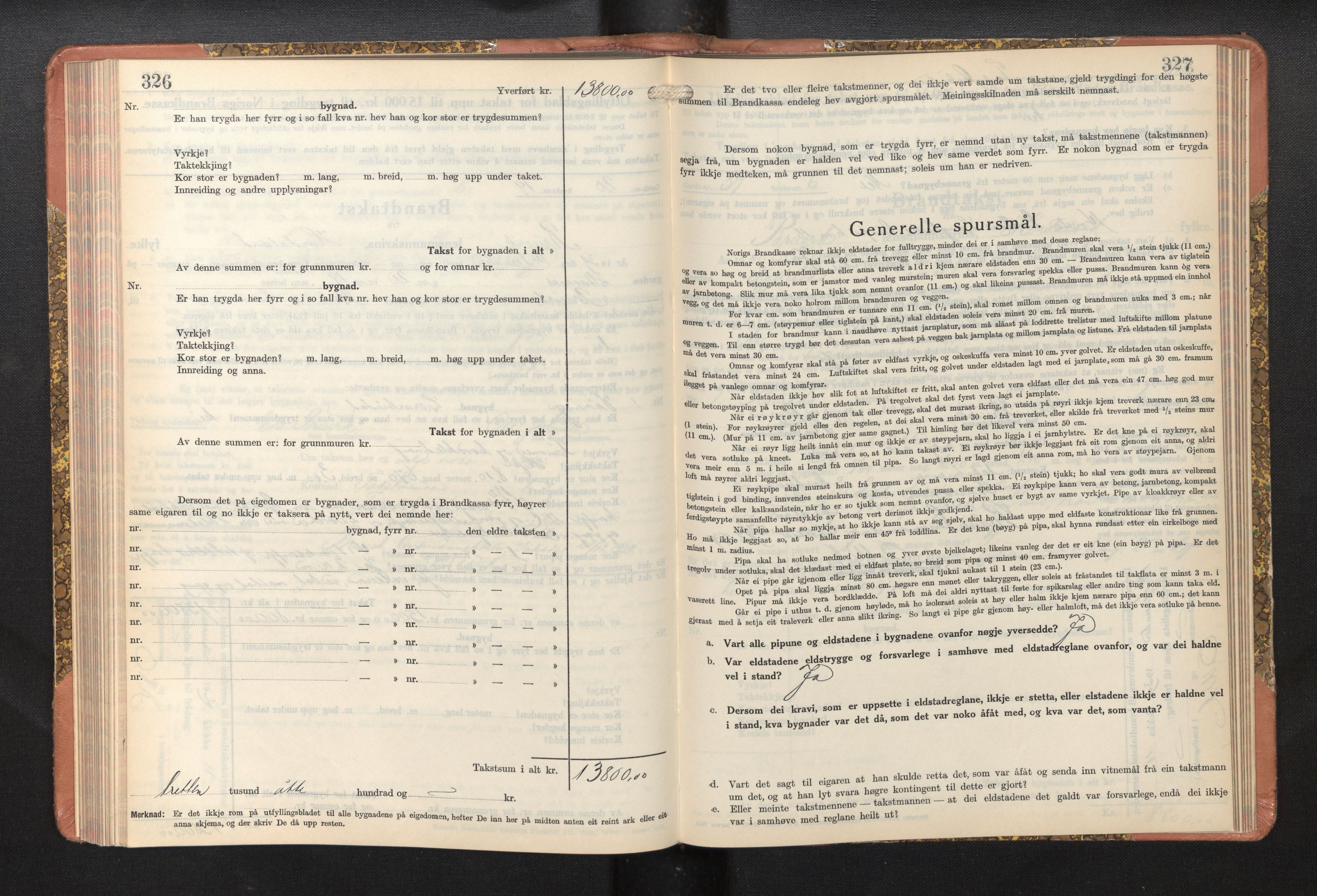 Lensmannen i Bruvik, AV/SAB-A-31301/0012/L0011: Branntakstprotokoll, skjematakst, 1936-1949, p. 326-327