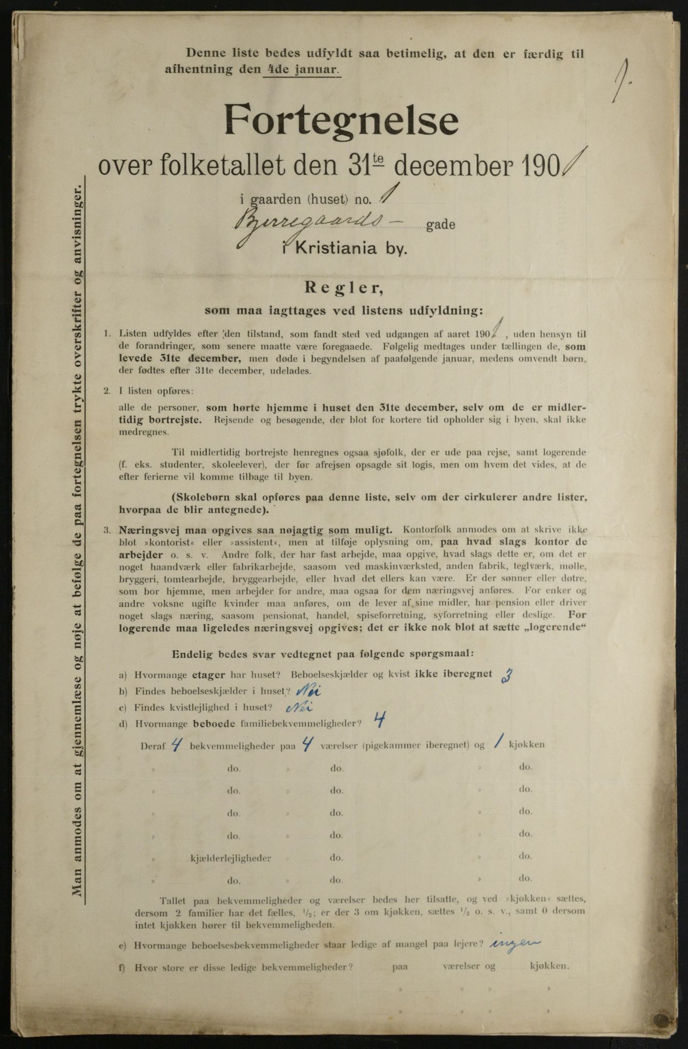 OBA, Municipal Census 1901 for Kristiania, 1901, p. 954