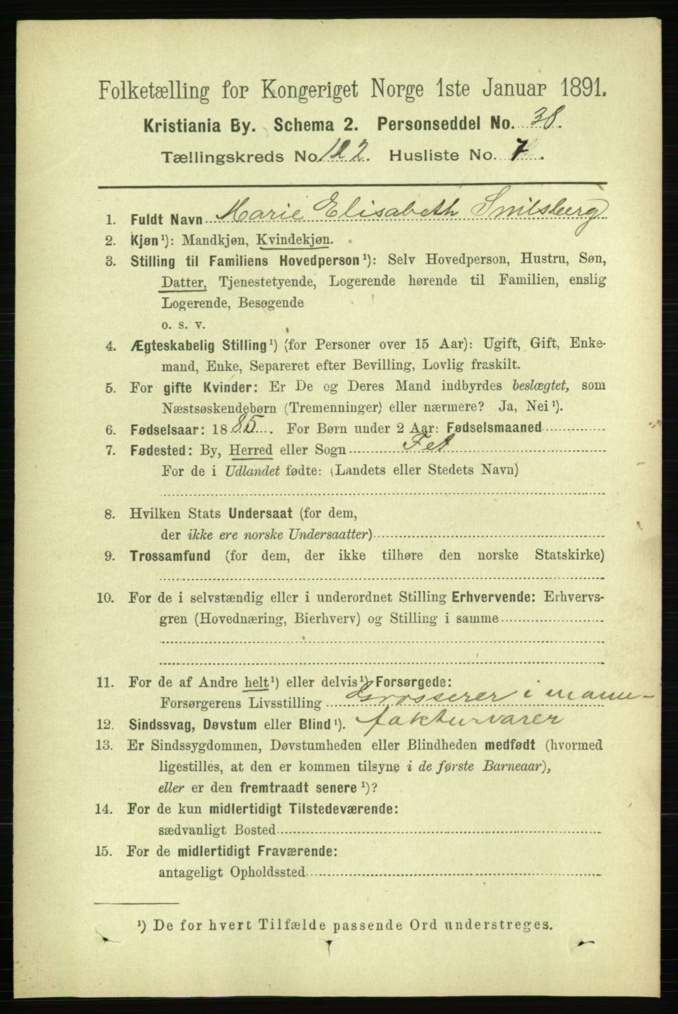 RA, 1891 census for 0301 Kristiania, 1891, p. 64931