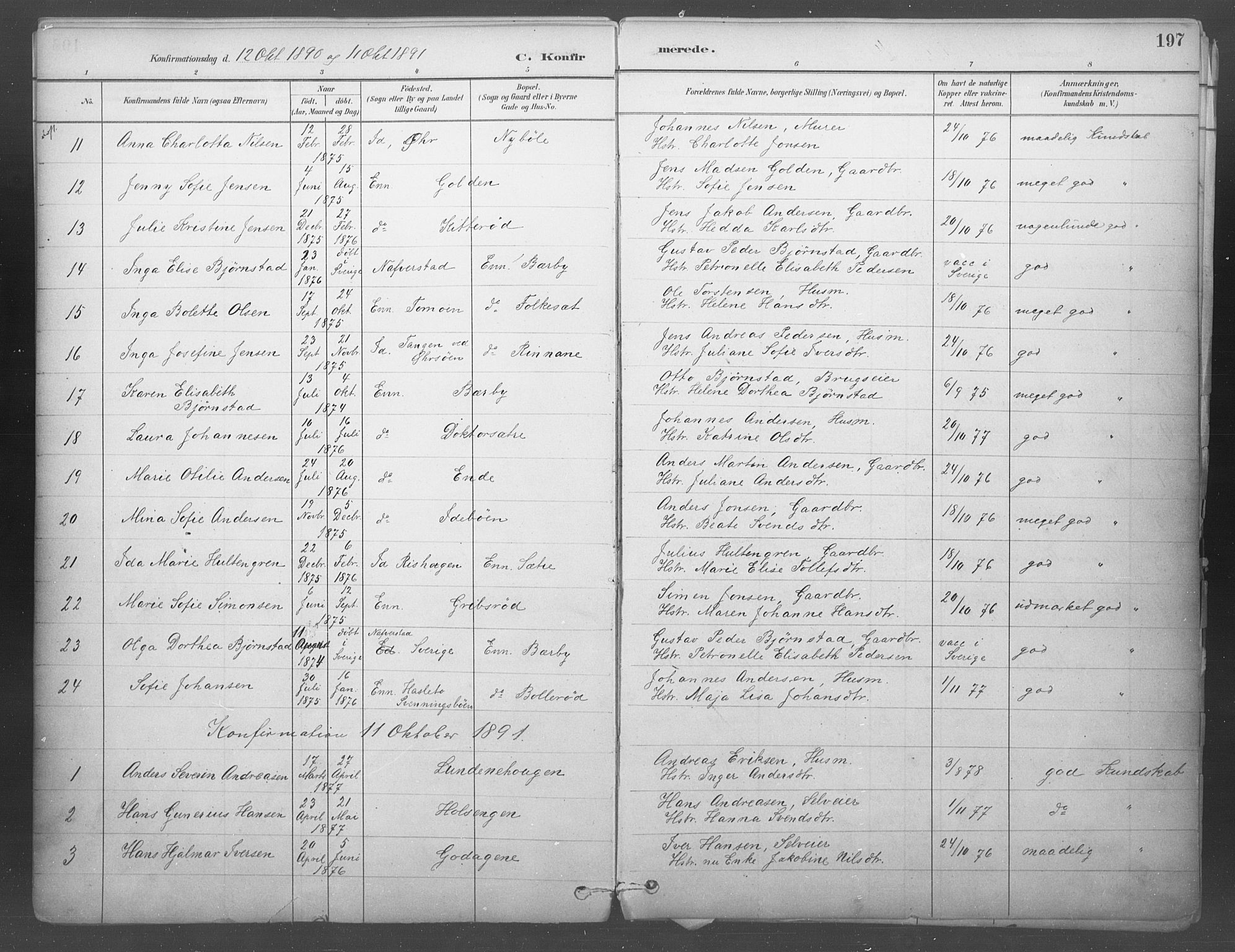 Idd prestekontor Kirkebøker, SAO/A-10911/F/Fb/L0002: Parish register (official) no. II 2, 1882-1923, p. 197