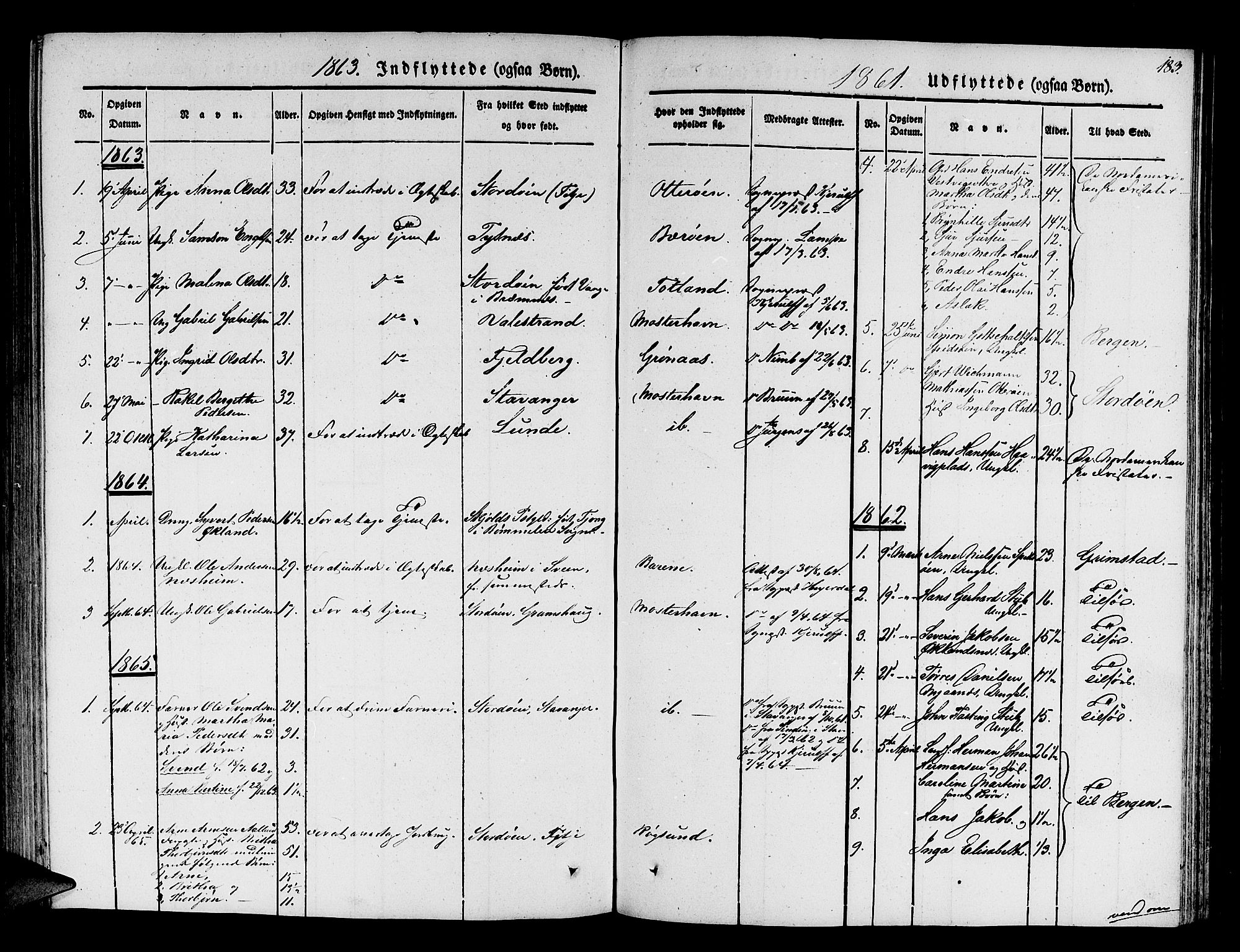 Finnås sokneprestembete, AV/SAB-A-99925/H/Ha/Hab/Haba/L0001: Parish register (copy) no. A 1, 1851-1873, p. 183