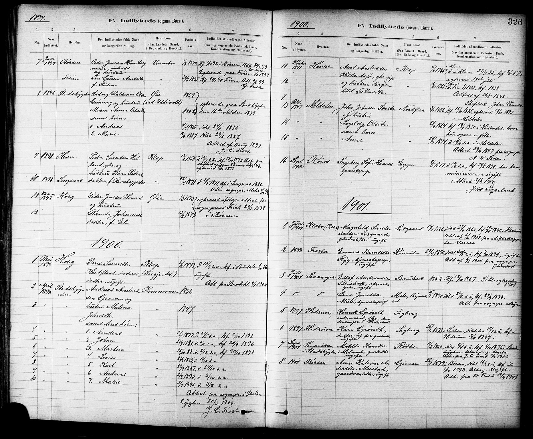 Ministerialprotokoller, klokkerbøker og fødselsregistre - Sør-Trøndelag, SAT/A-1456/691/L1094: Parish register (copy) no. 691C05, 1879-1911, p. 326