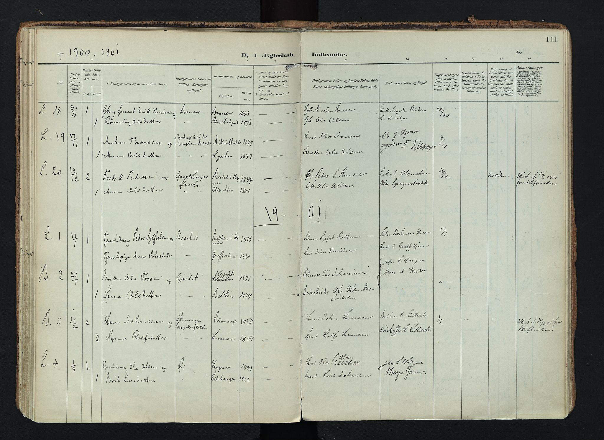 Lom prestekontor, SAH/PREST-070/K/L0010: Parish register (official) no. 10, 1899-1926, p. 111