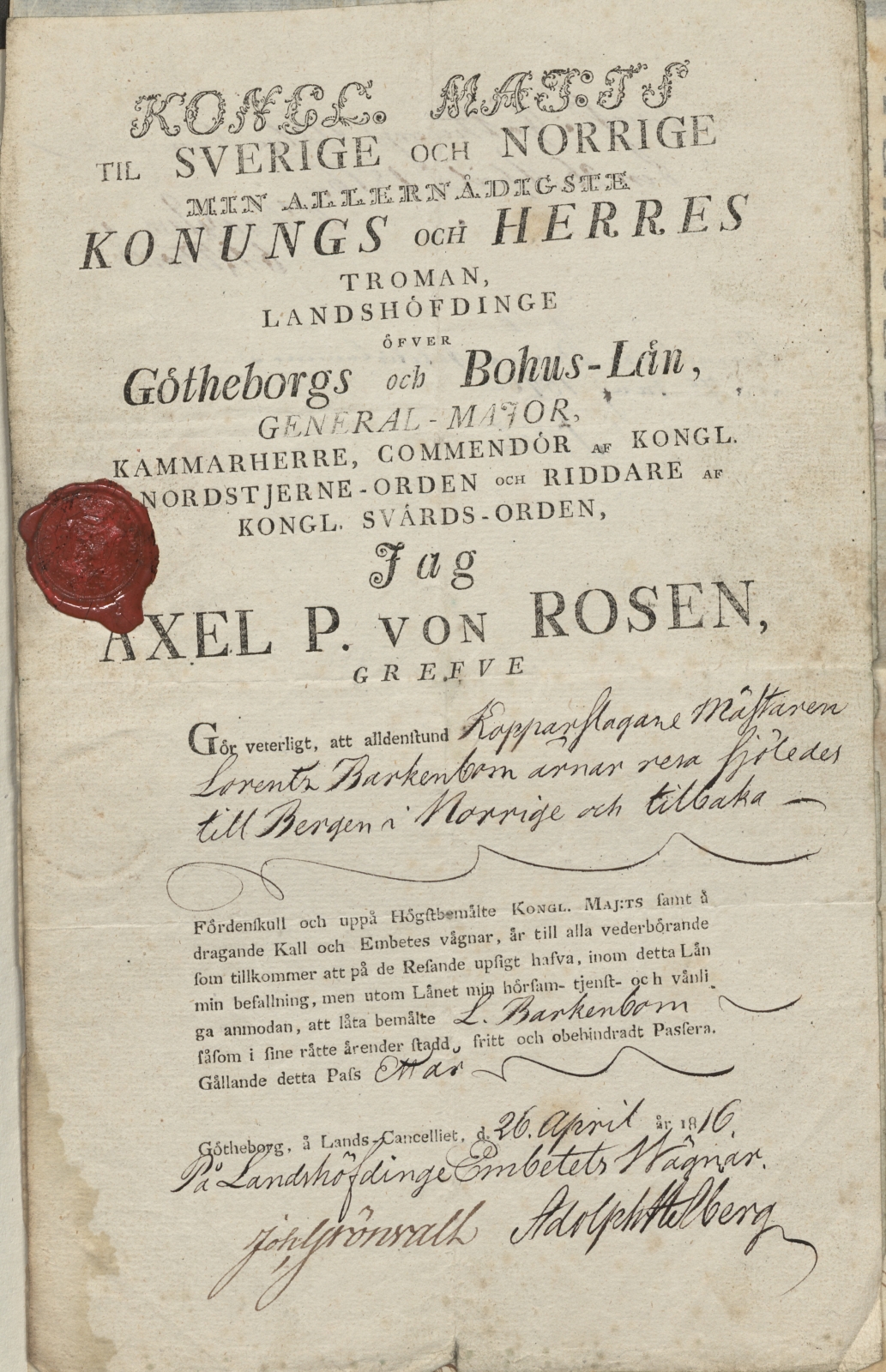 Bergen politikammer / politidistrikt, AV/SAB-A-60401/L.b, 1816-1822, p. 5