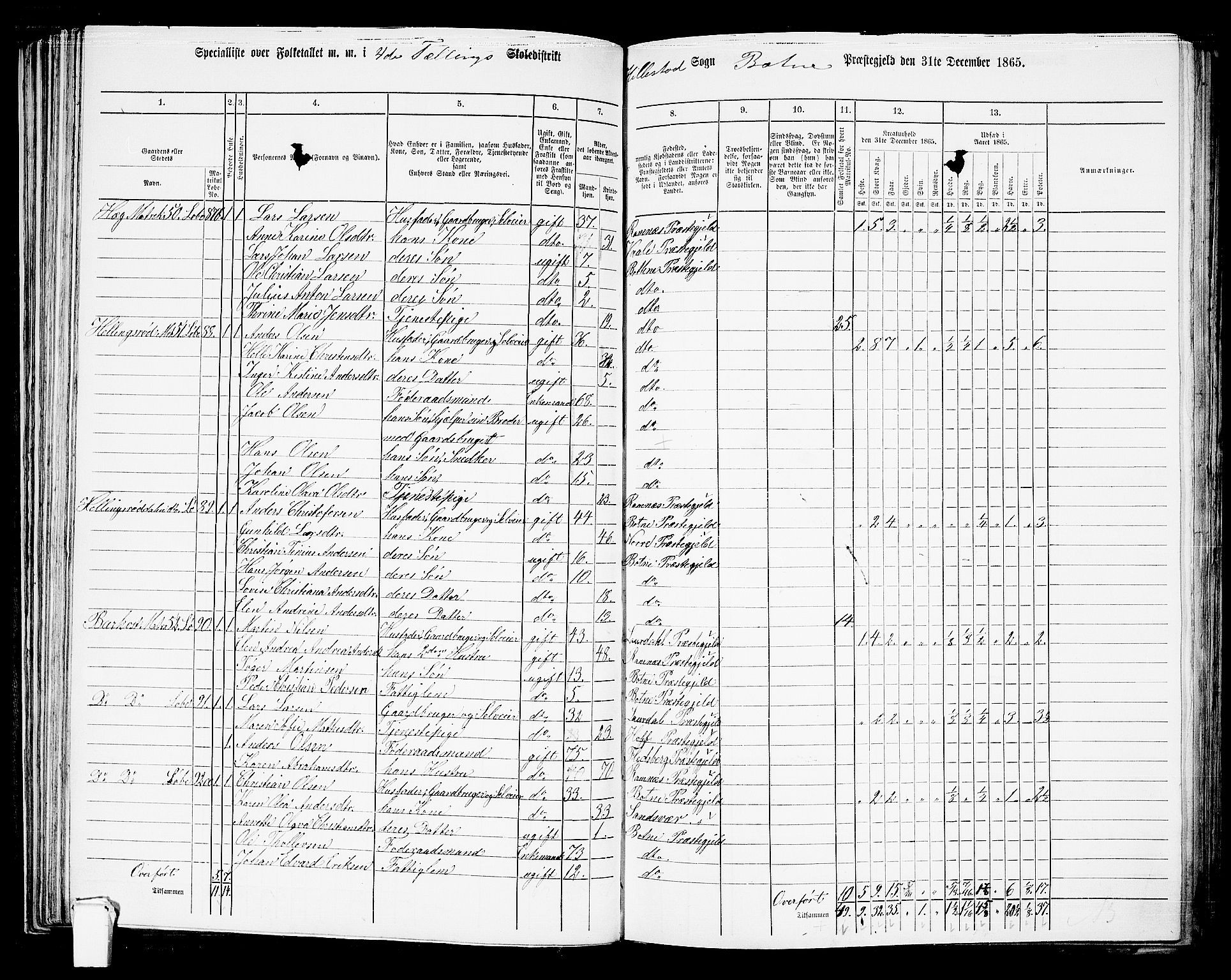 RA, 1865 census for Botne/Botne og Hillestad, 1865, p. 73