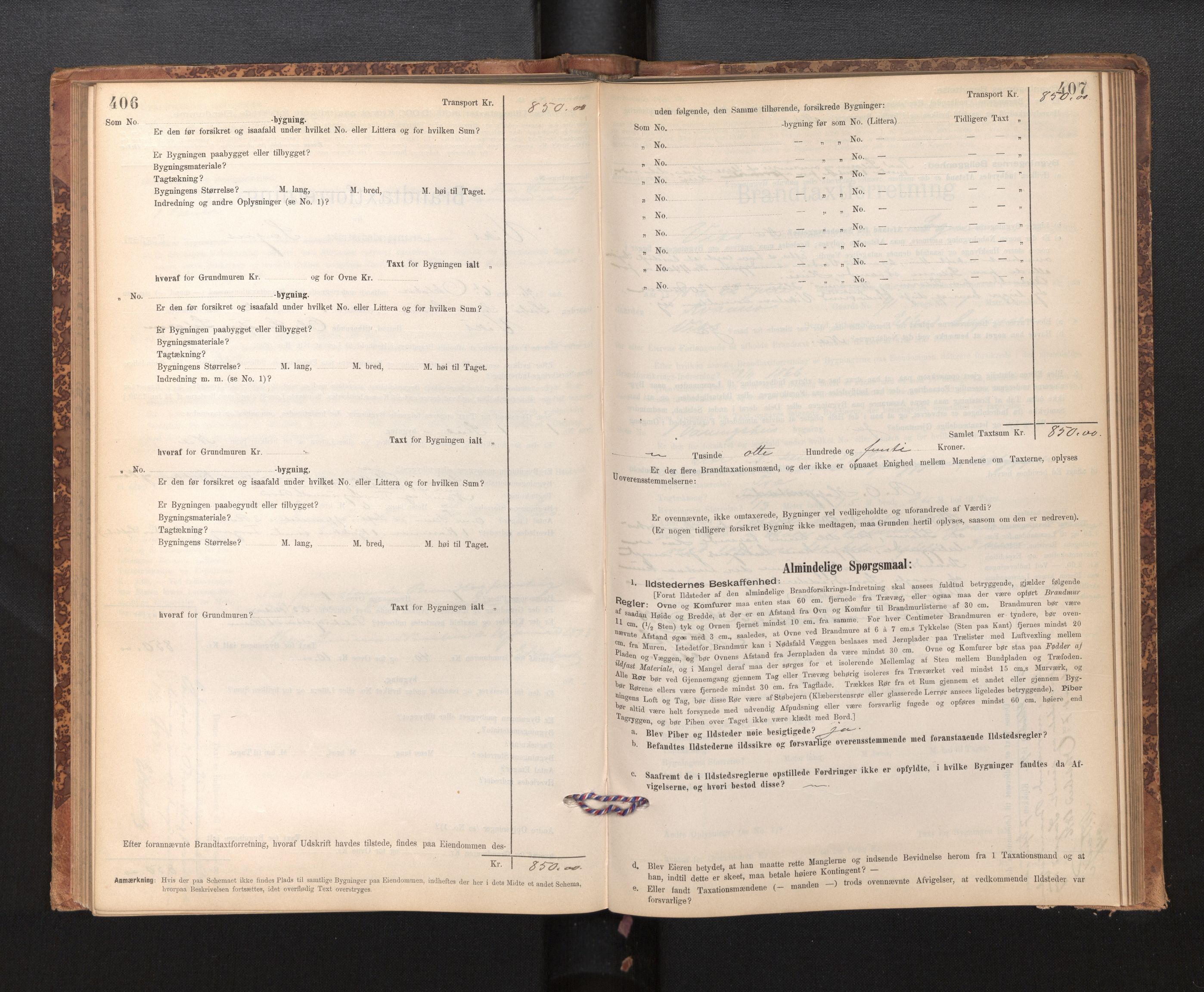 Lensmannen i Vik, SAB/A-30301/0012/L0006: Branntakstprotokoll, skjematakst, 1896-1949, p. 406-407