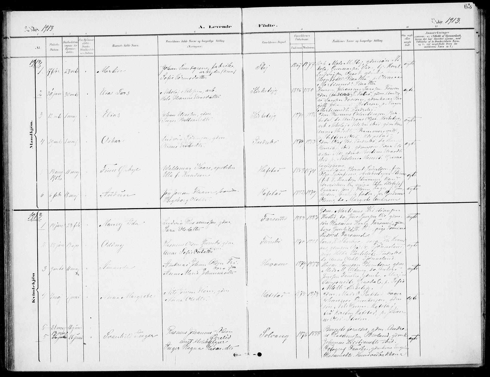 Førde sokneprestembete, SAB/A-79901/H/Haa/Haab/L0002: Parish register (official) no. B  2, 1899-1920, p. 63