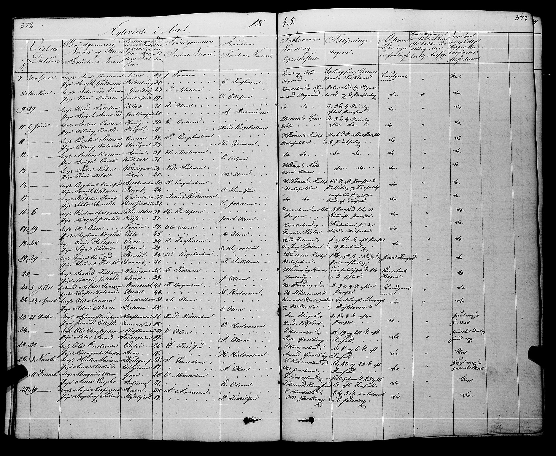 Gol kirkebøker, SAKO/A-226/F/Fa/L0002: Parish register (official) no. I 2, 1837-1863, p. 372-373