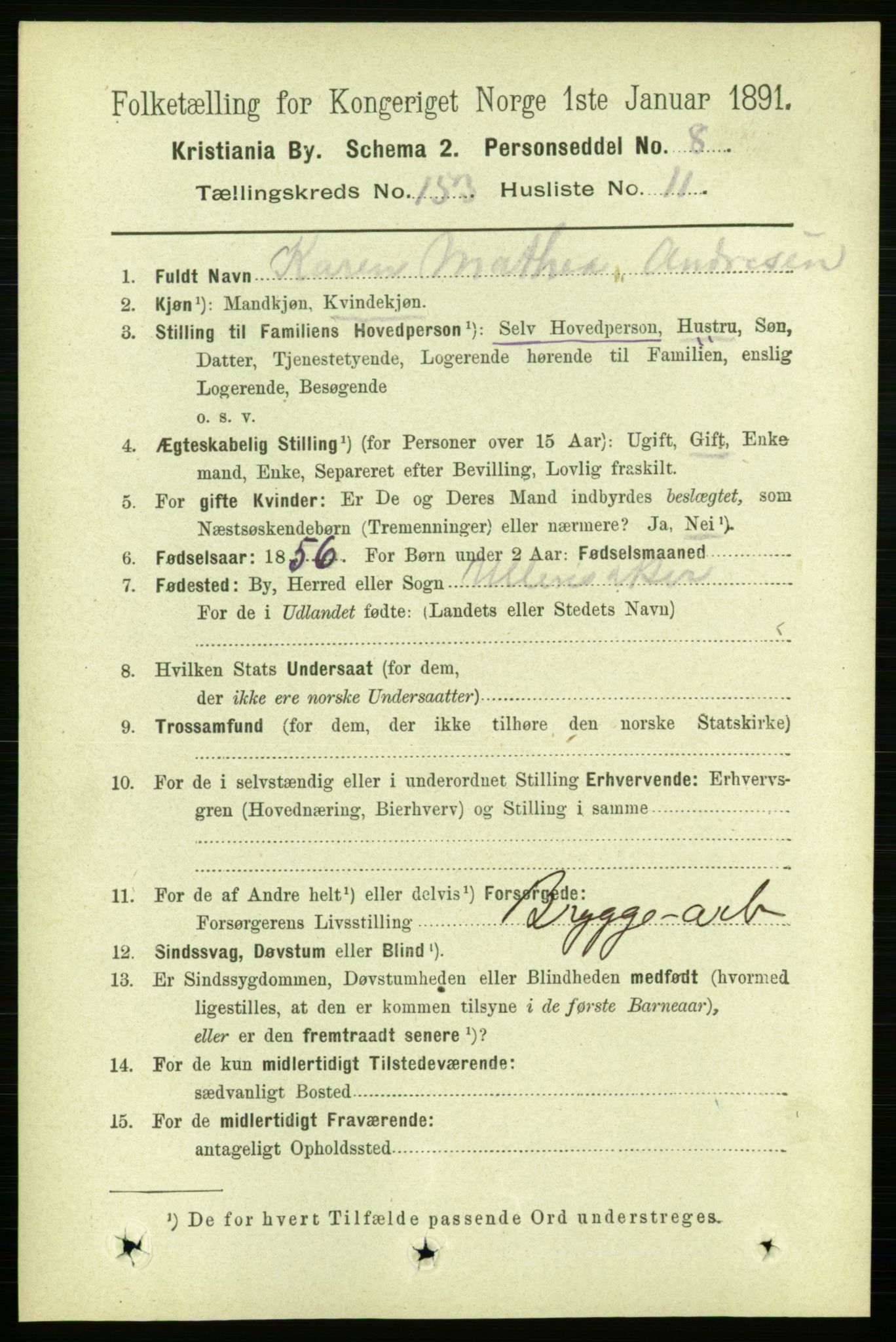 RA, 1891 census for 0301 Kristiania, 1891, p. 86458