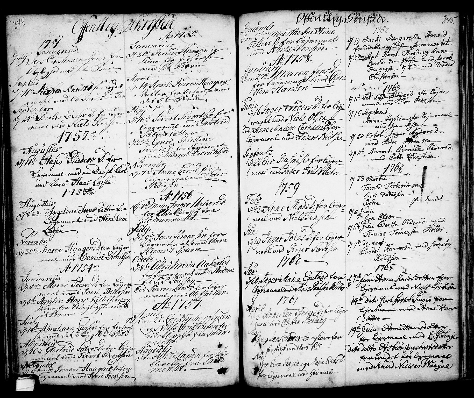 Kragerø kirkebøker, SAKO/A-278/F/Fa/L0001: Parish register (official) no. 1, 1702-1766, p. 344-345