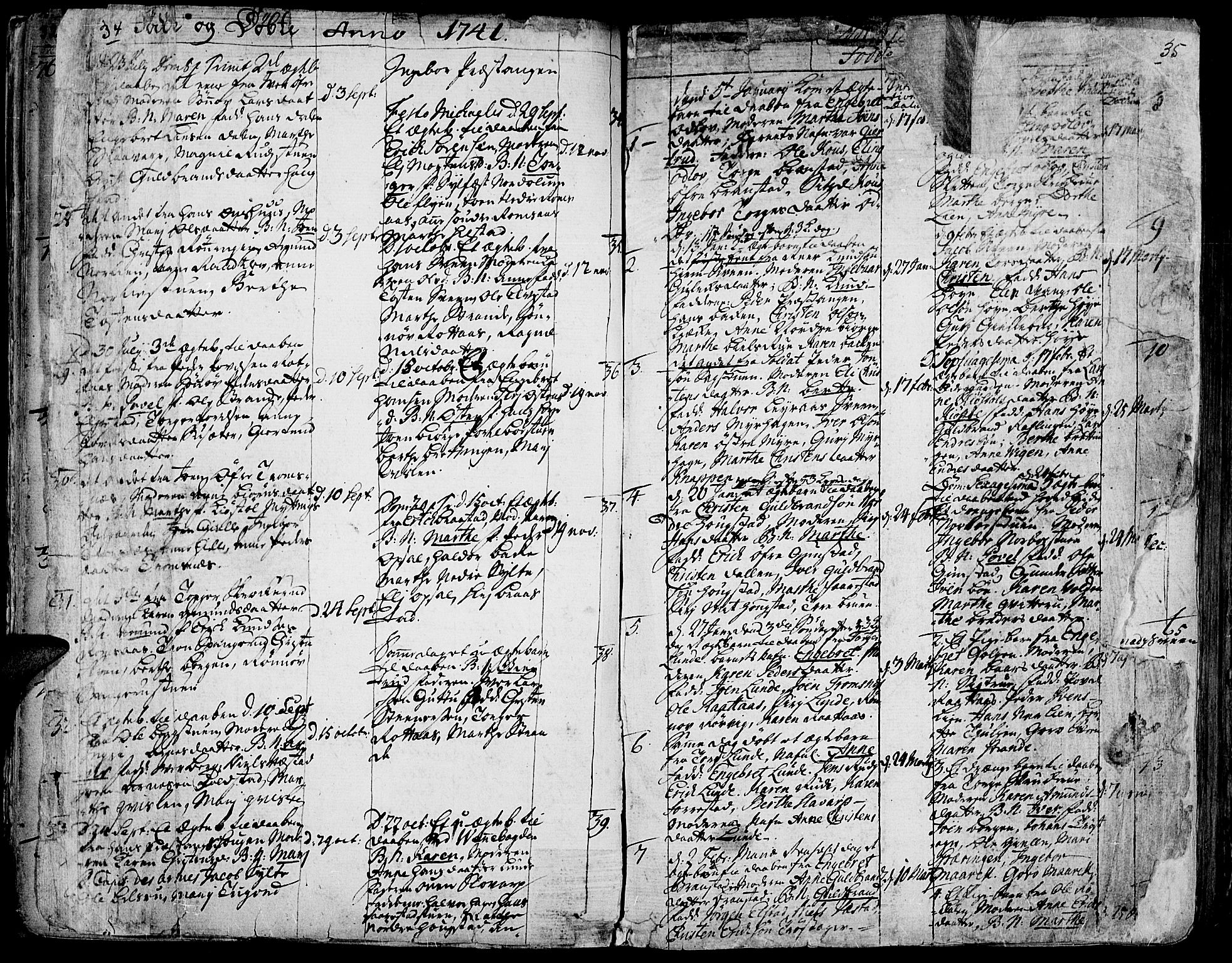 Ringebu prestekontor, AV/SAH-PREST-082/H/Ha/Haa/L0002: Parish register (official) no. 2, 1734-1780, p. 34-35