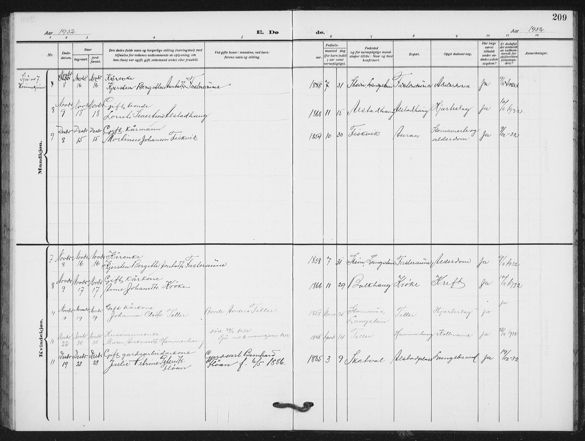 Ministerialprotokoller, klokkerbøker og fødselsregistre - Nord-Trøndelag, SAT/A-1458/712/L0104: Parish register (copy) no. 712C02, 1917-1939, p. 209