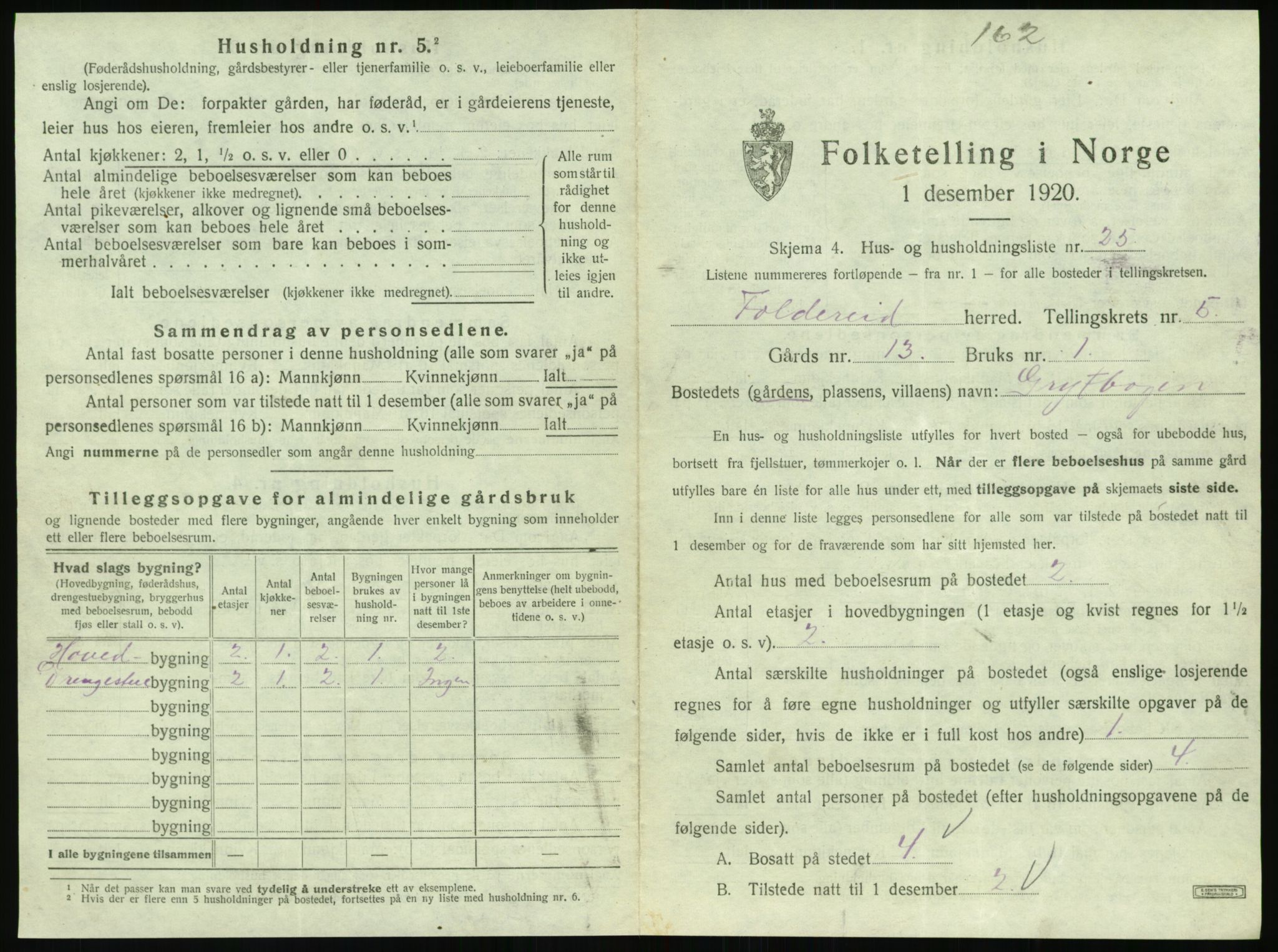 SAT, 1920 census for Foldereid, 1920, p. 356