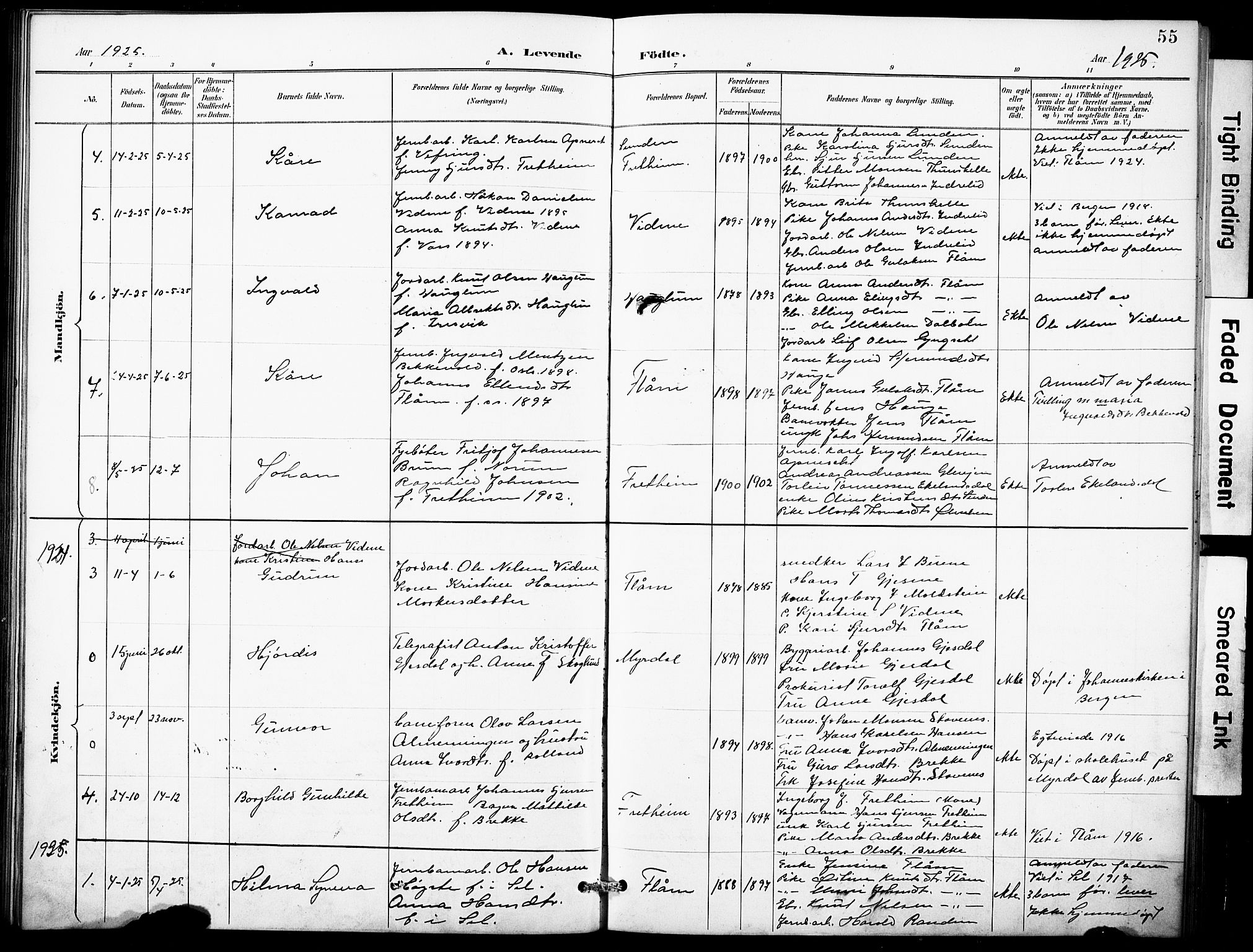 Aurland sokneprestembete, SAB/A-99937/H/Hb/Hbb/L0002: Parish register (copy) no. B 2, 1887-1929, p. 55