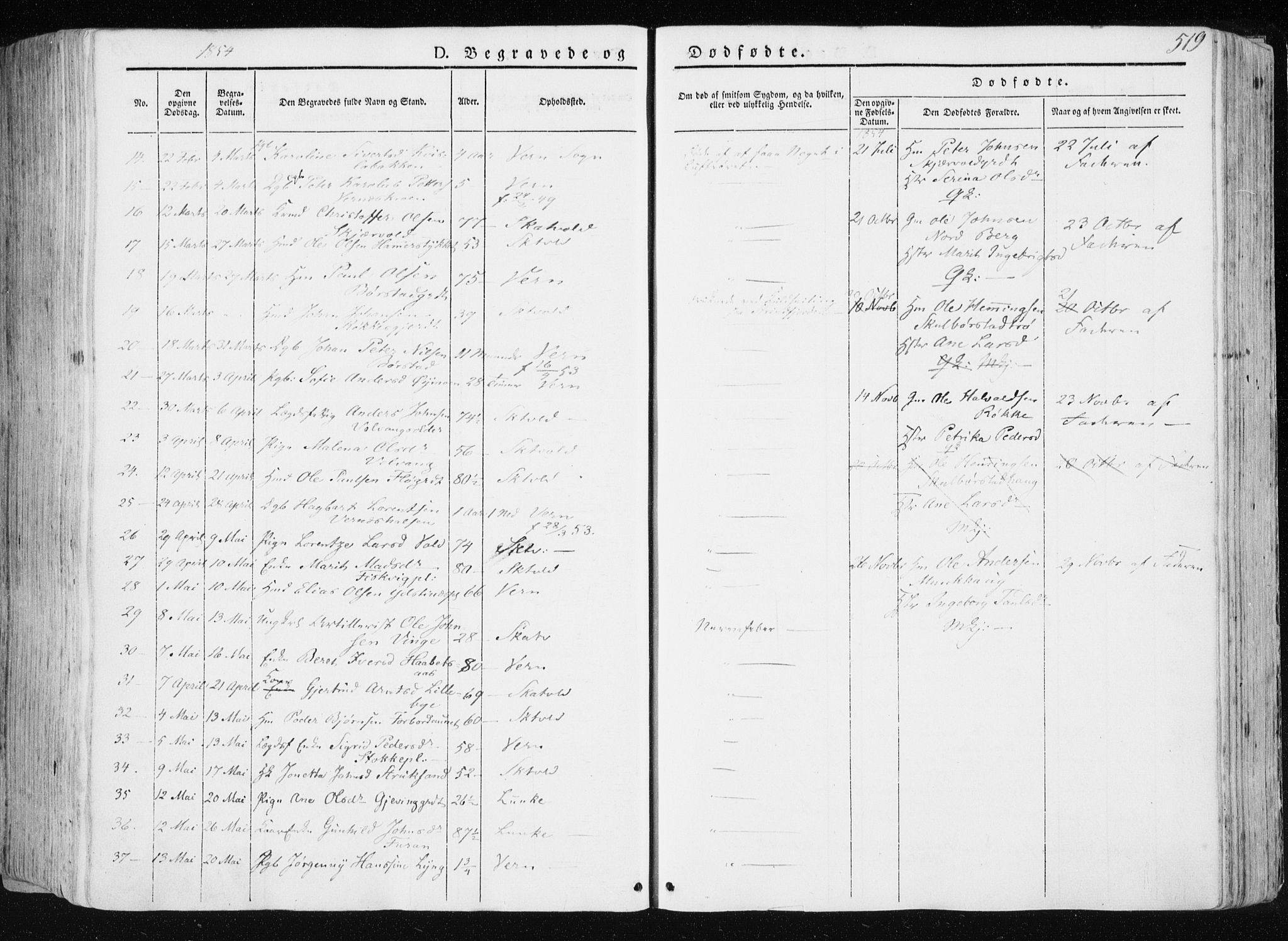 Ministerialprotokoller, klokkerbøker og fødselsregistre - Nord-Trøndelag, AV/SAT-A-1458/709/L0074: Parish register (official) no. 709A14, 1845-1858, p. 519